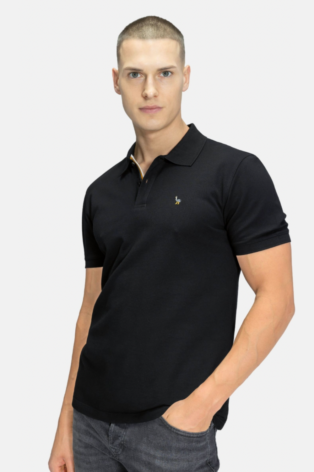 Blinky London-Erkek Merserize Siyah Plaket Şeritli Polo Yaka Pike T-shirt-T-Shirts-1-Milagron.com