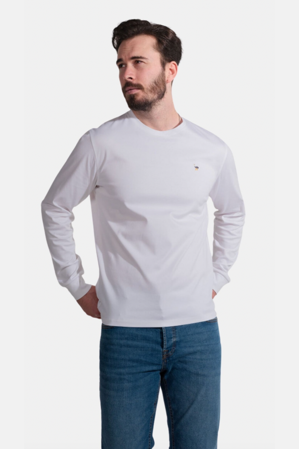 Blinky London-Merserize Uzun Kollu Interlok Beyaz T-shirt-T-Shirts-2-Milagron.com