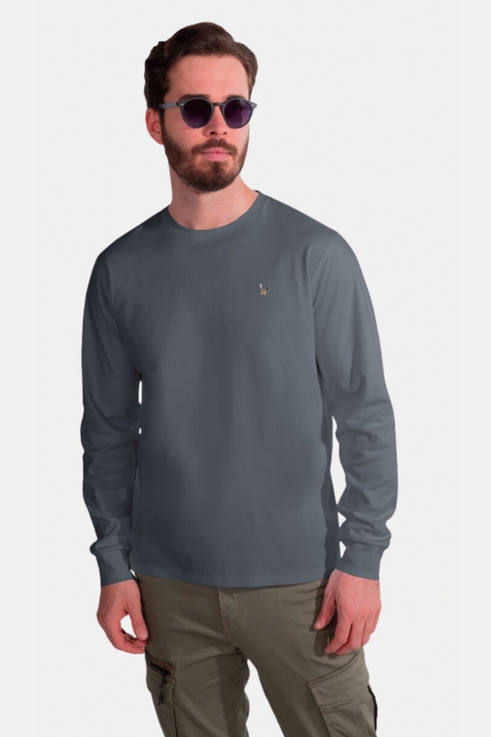 Blinky London-Merserize Uzun Kollu Interlok Koyu Gri T-shirt-T-Shirts-1-Milagron.com