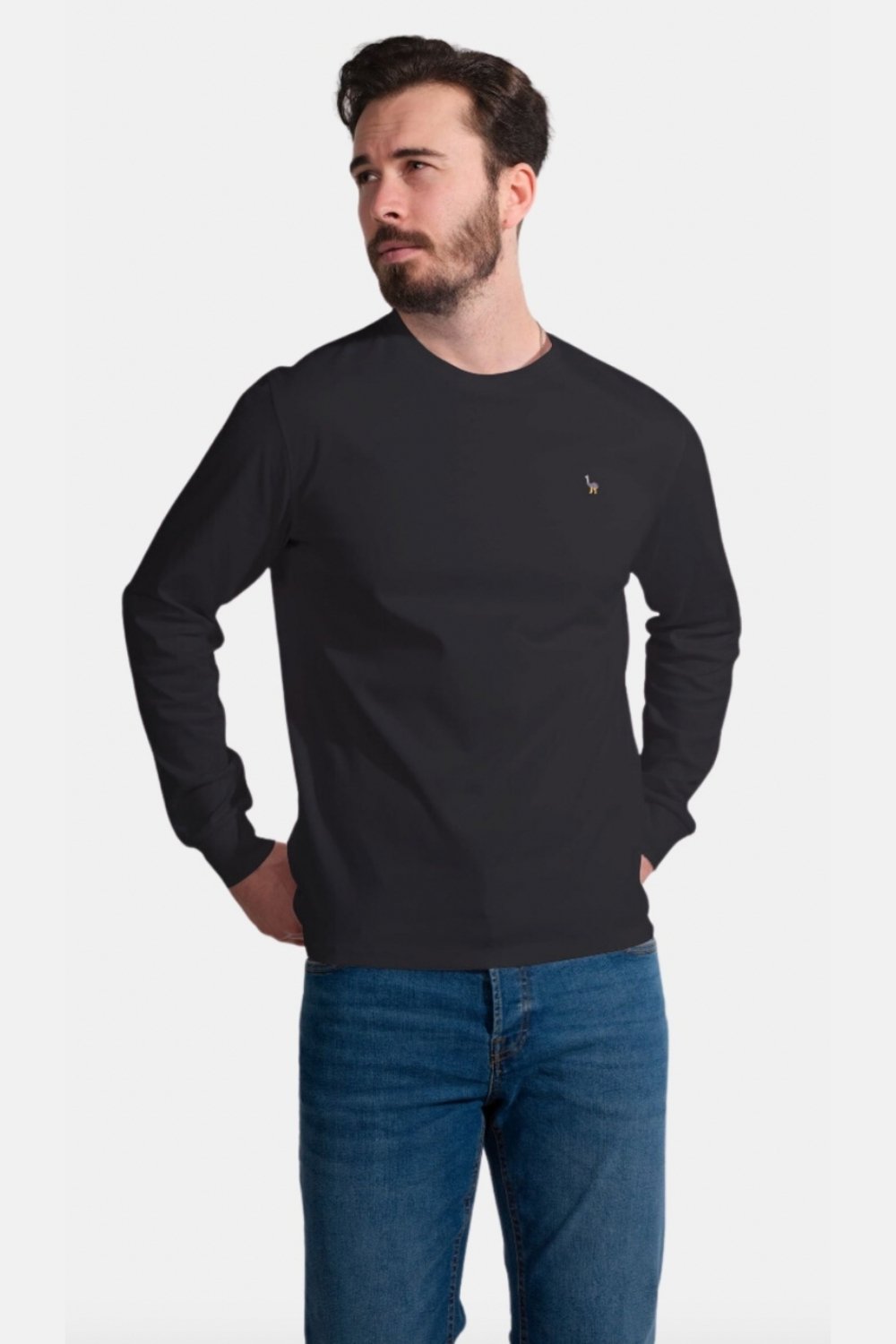 Blinky London-Merserize Uzun Kollu Interlok Siyah T-shirt-T-Shirts-1-Milagron.com