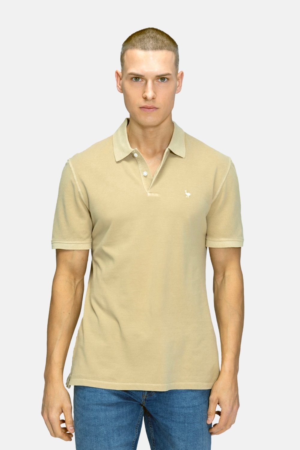 Blinky London-Parça Boya Polo Yaka Bej T-shirt-T-Shirts-1-Milagron.com