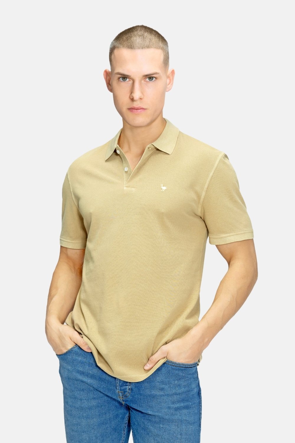 Blinky London-Parça Boya Polo Yaka Bej T-shirt-T-Shirts-2-Milagron.com