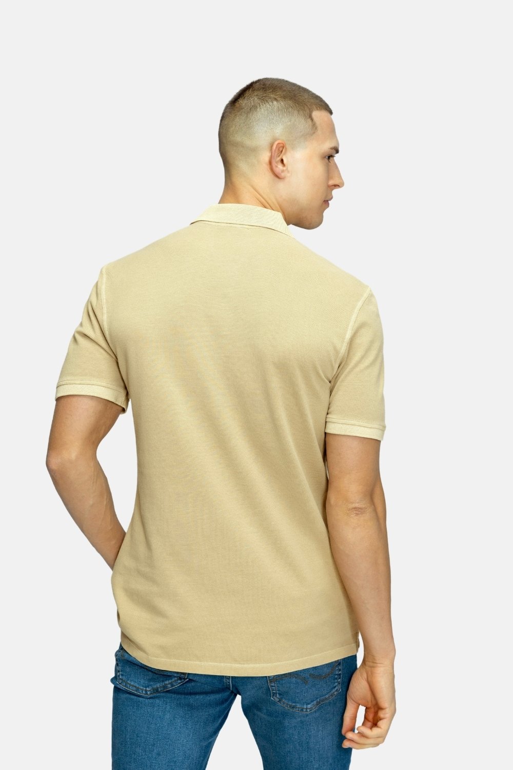 Blinky London-Parça Boya Polo Yaka Bej T-shirt-T-Shirts-3-Milagron.com