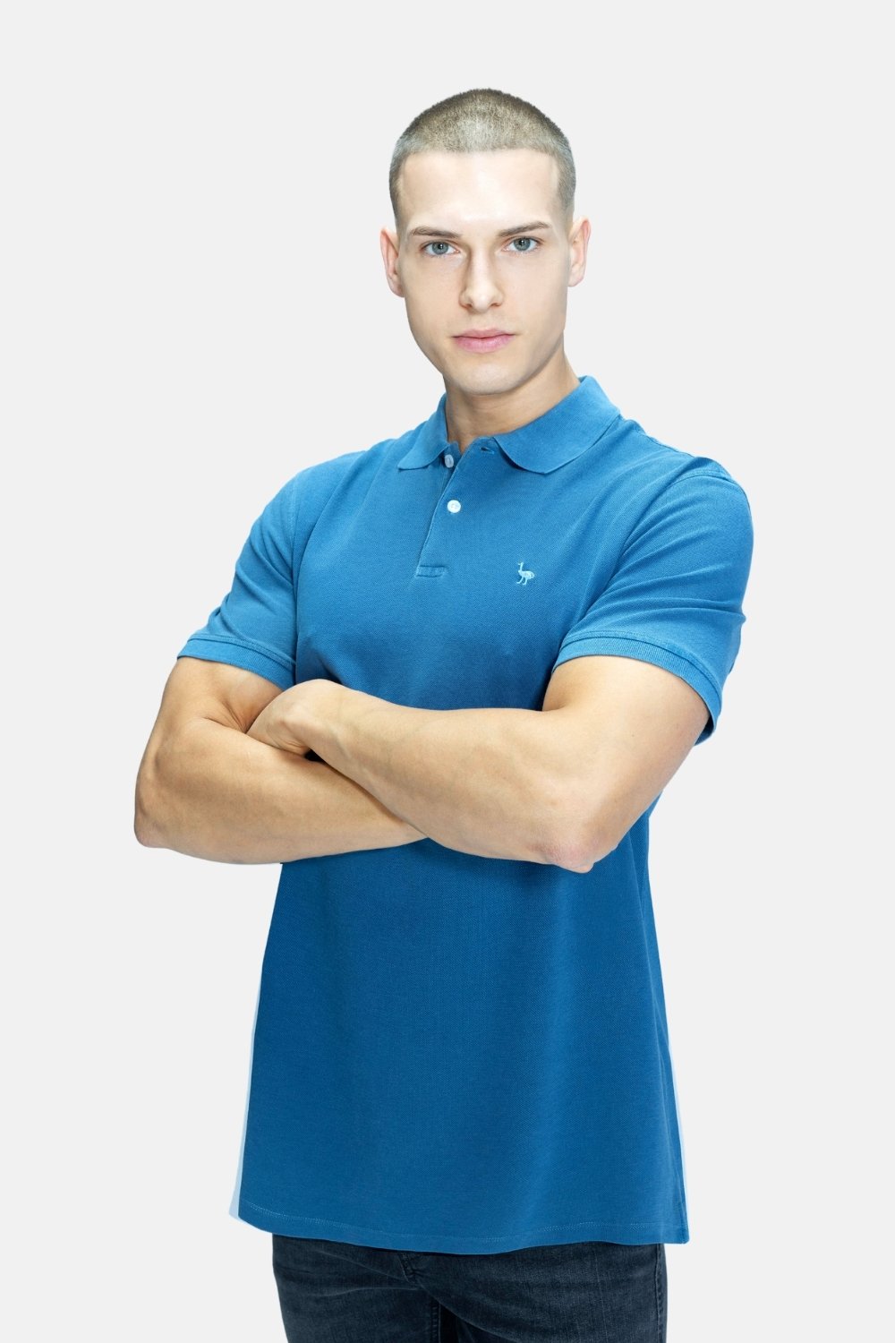 Blinky London-Parça Boya Polo Yaka Koyu Mavi T-shirt-T-Shirts-1-Milagron.com