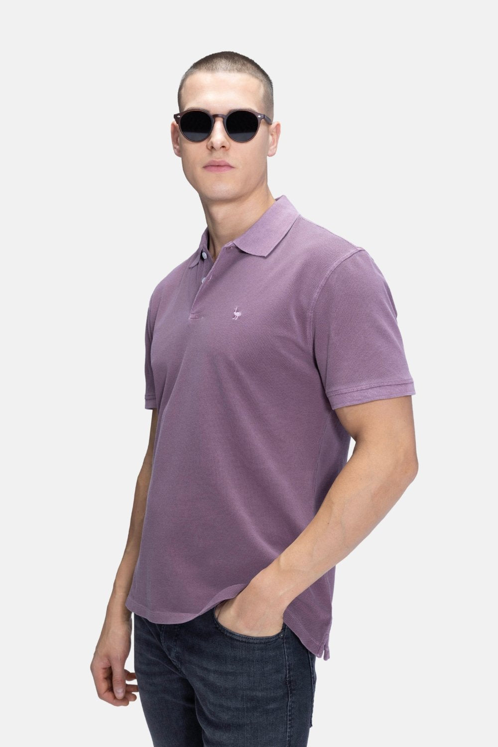 Blinky London-Parça Boya Polo Yaka Mor T-shirt-T-Shirts-1-Milagron.com