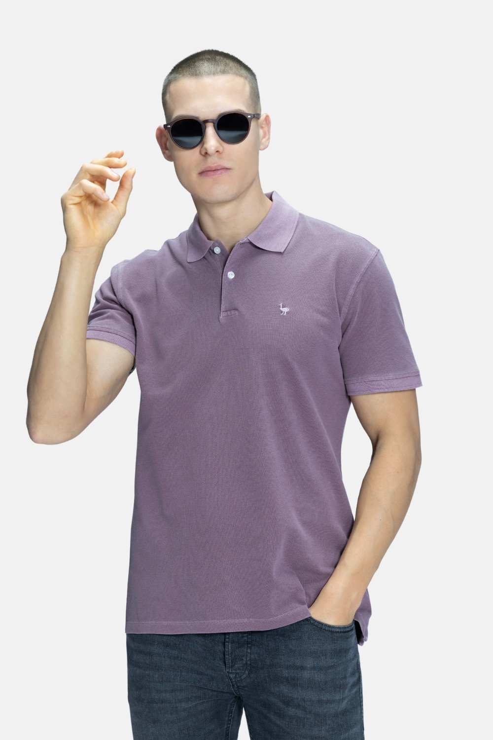 Blinky London-Parça Boya Polo Yaka Mor T-shirt-T-Shirts-2-Milagron.com