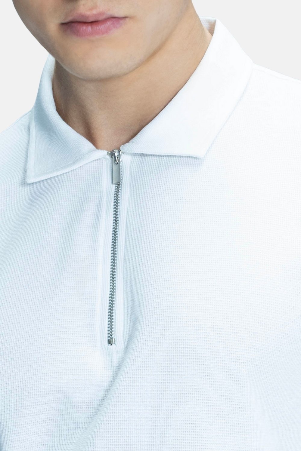 Blinky London-Textured Fermuarlı Polo Yaka T-shirt-T-Shirts-2-Milagron.com