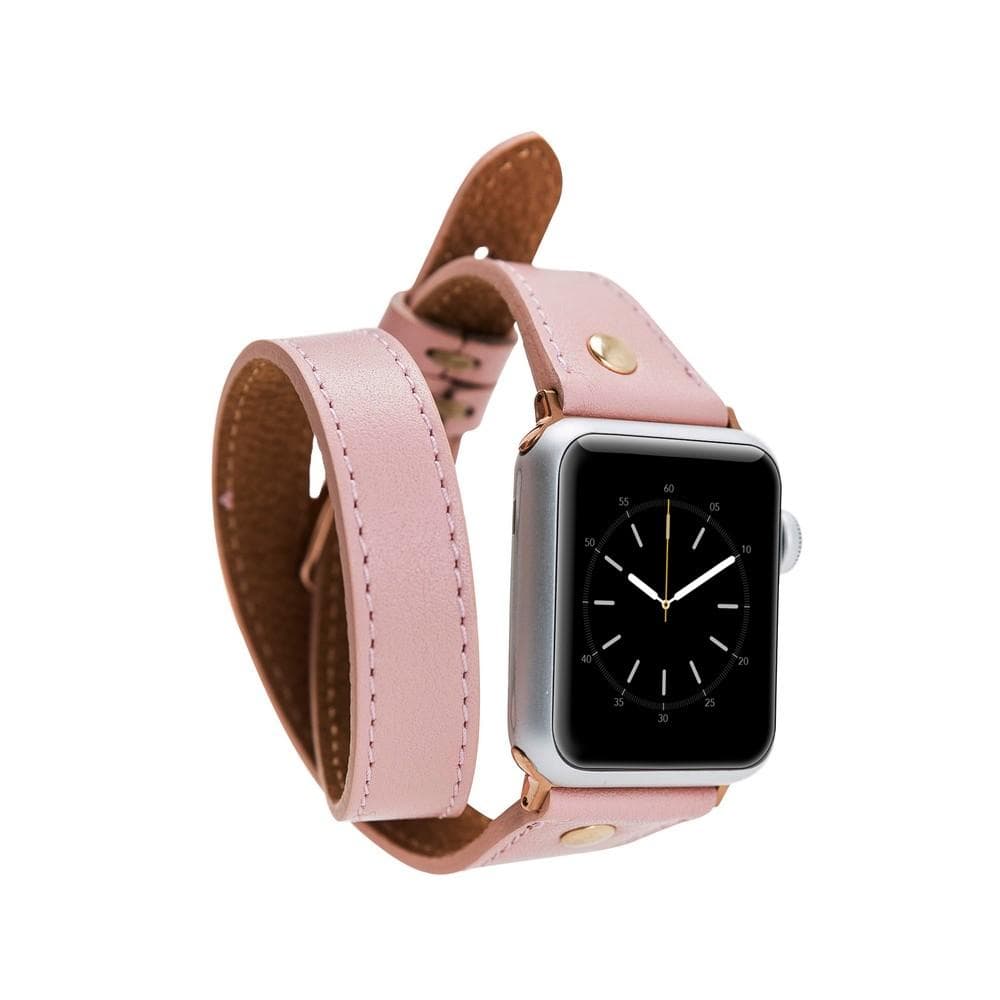 Alpine Double Tour Blush Pink Hakiki Deri Apple Watch Kordonu - 44/45/46/49Mm