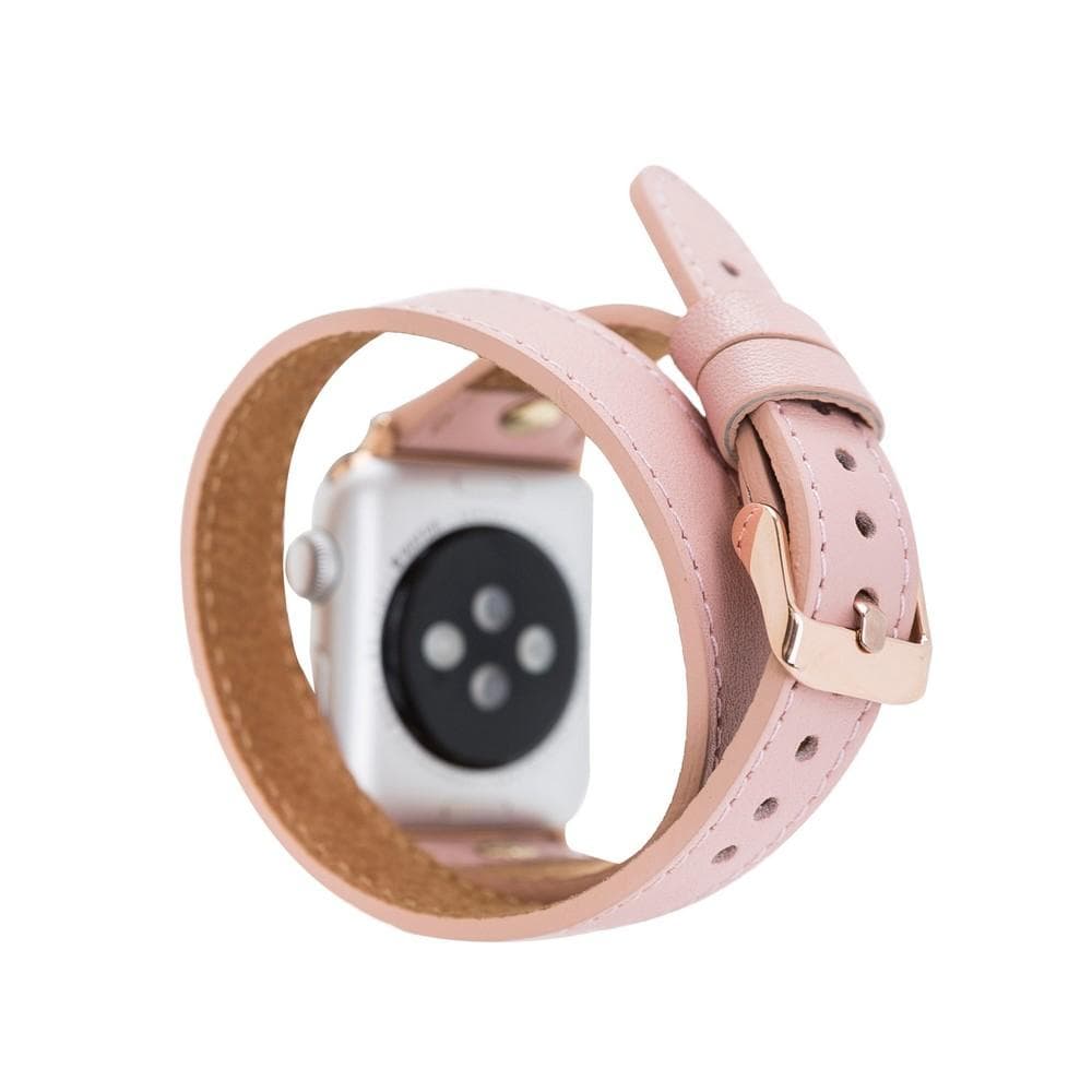 Alpine Double Tour Blush Pink Hakiki Deri Apple Watch Kordonu - 44/45/46/49Mm