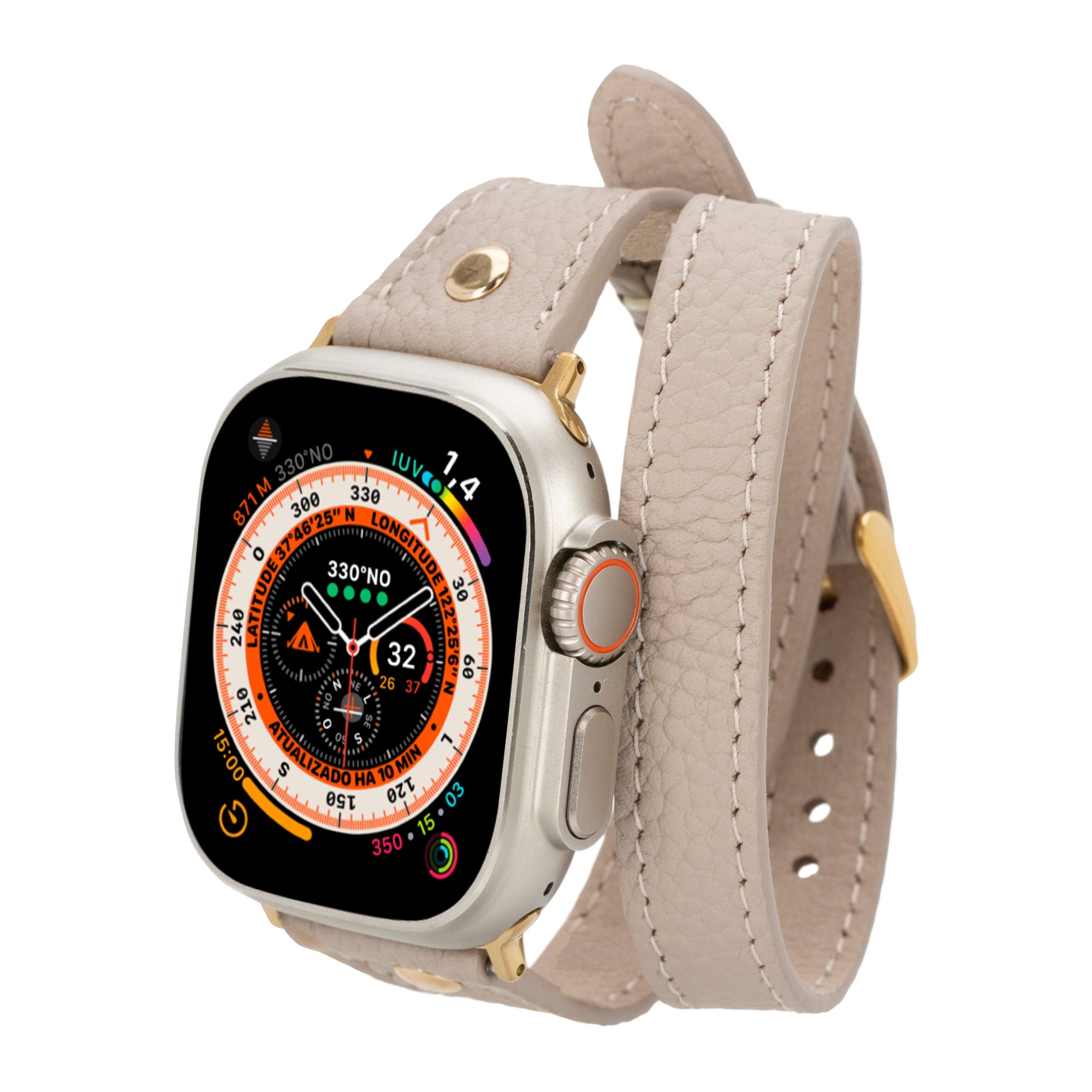 Alpine Double Tour Dune Brown Hakiki Deri Apple Watch Kordonu - 44/45/46/49Mm
