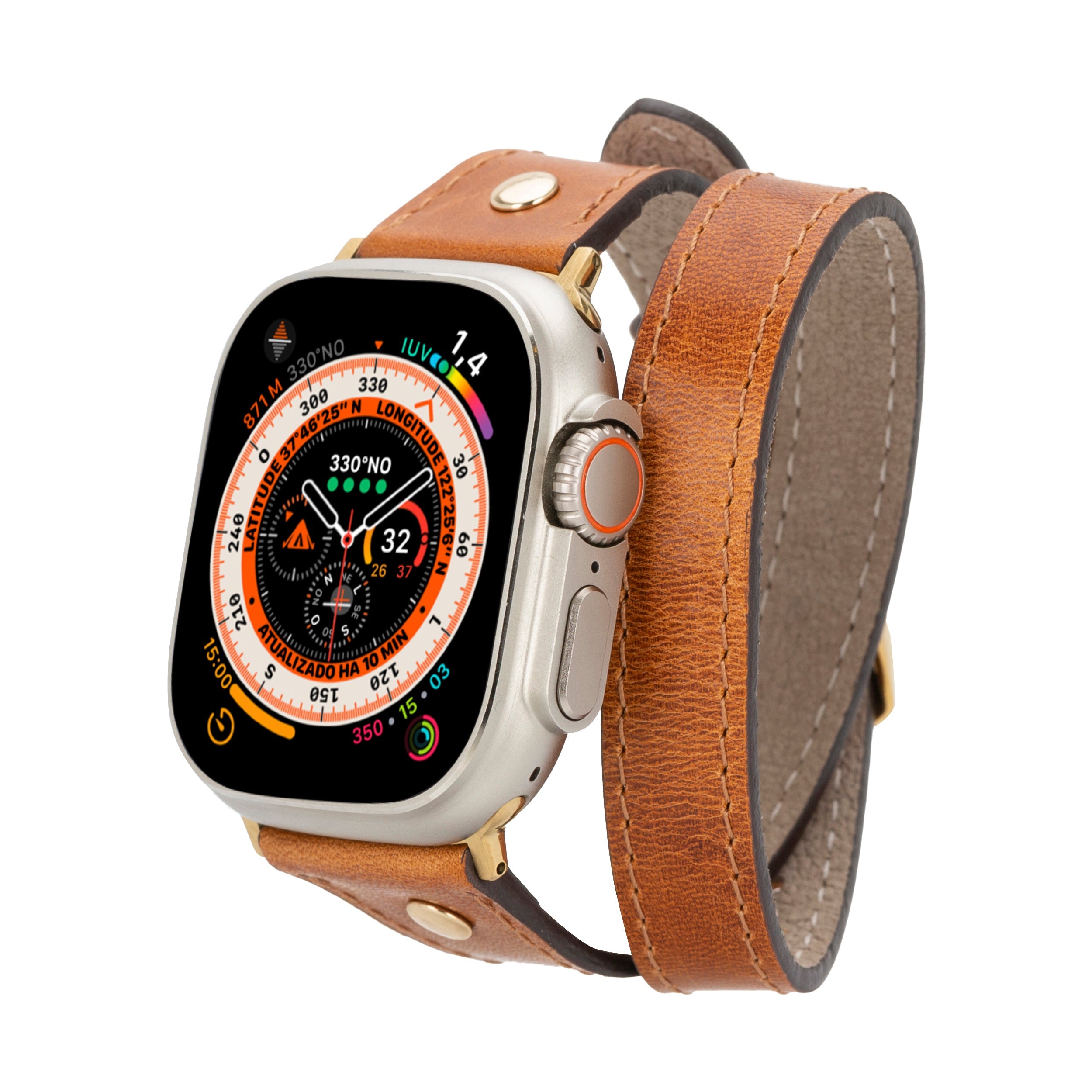 Alpine Double Tour Mocca Brown Hakiki Deri Apple Watch Kordonu - 44/45/46/49Mm