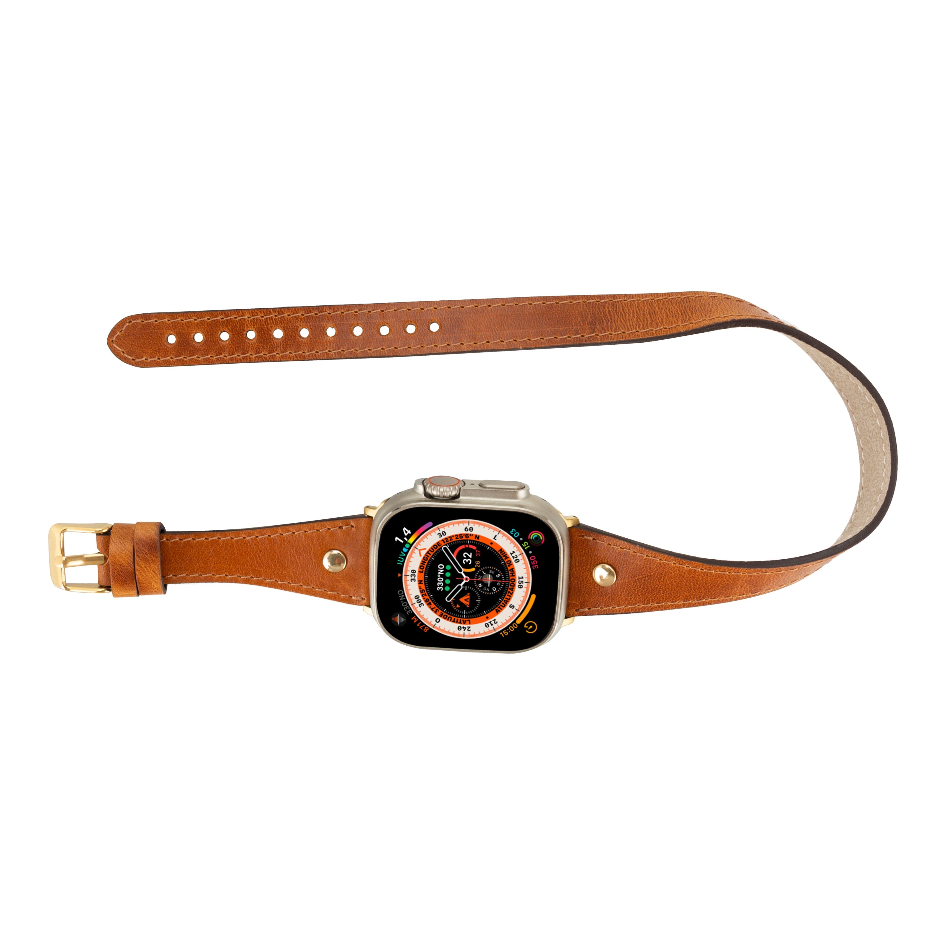 Alpine Double Tour Mocca Brown Hakiki Deri Apple Watch Kordonu - 44/45/46/49Mm