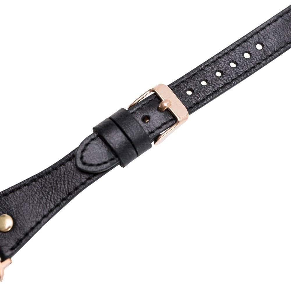 Alpine Double Tour Noir Black Hakiki Deri Apple Watch Kordonu - 44/45/46/49Mm