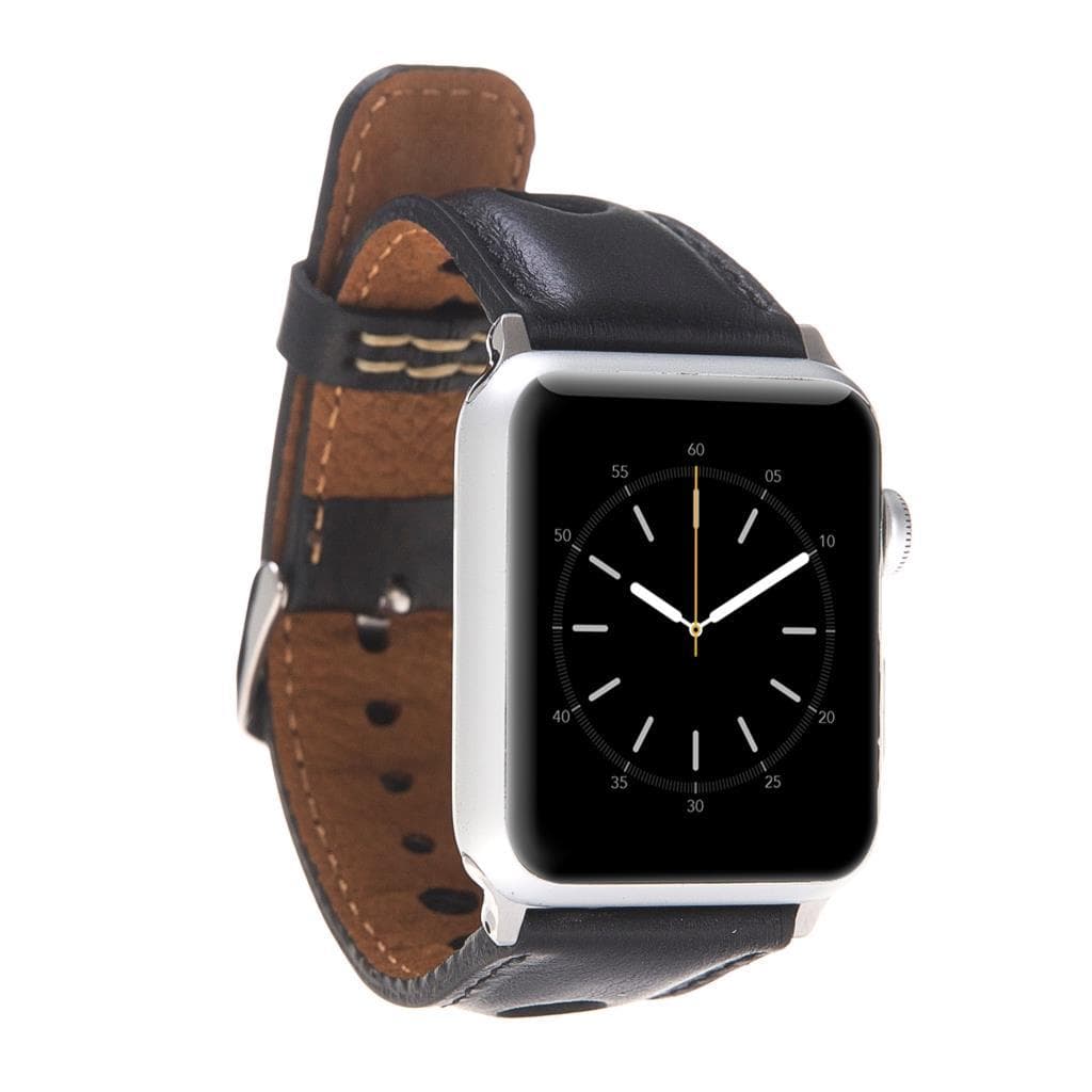Alpine Noir Black Hakiki Deri Apple Watch Kordonu - 44/45/46/49Mm