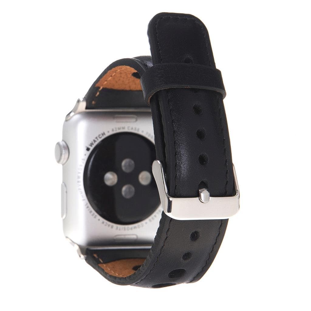 Alpine Noir Black Hakiki Deri Apple Watch Kordonu - 44/45/46/49Mm