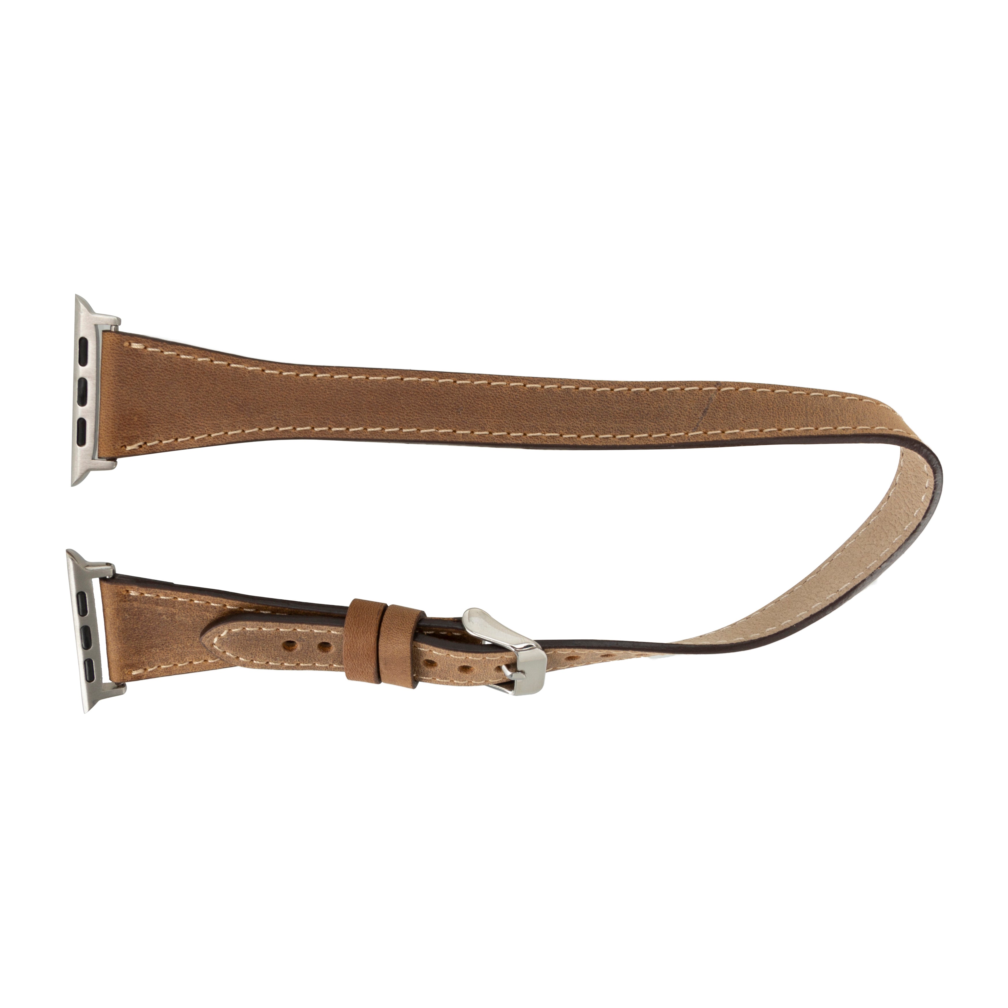 Alpine Slim Double Tour Heritage Saddle Hakiki Deri Apple Watch Kordonu - 44/45/46/49Mm