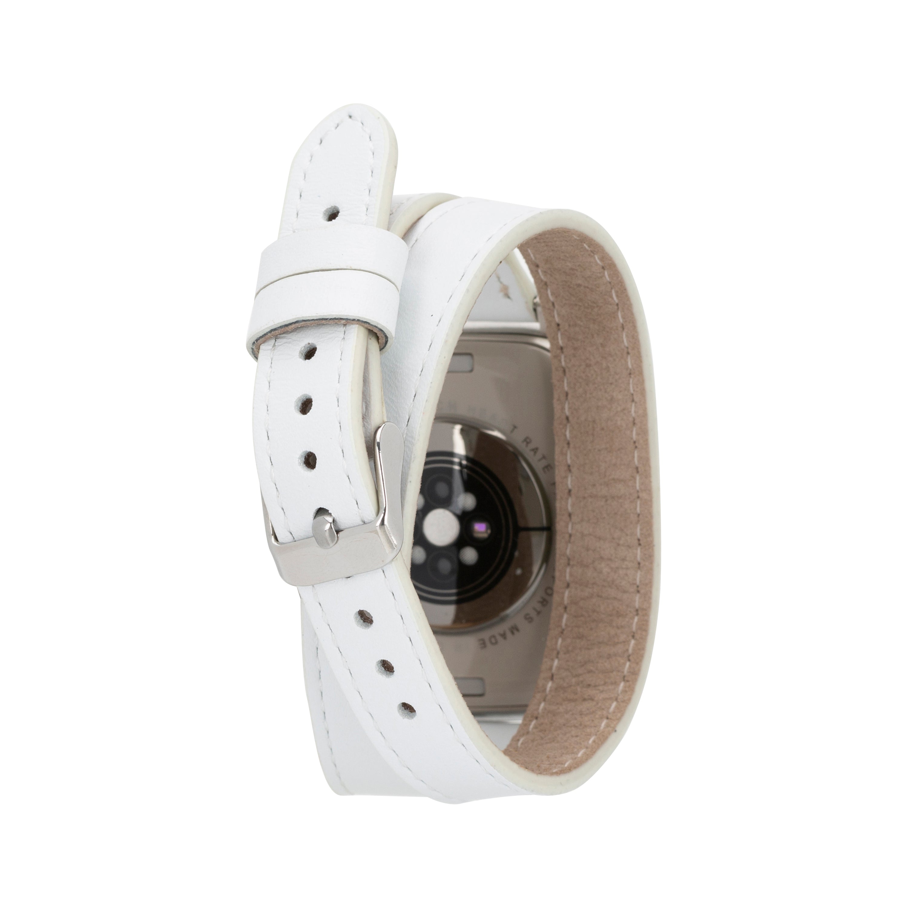 Alpine Slim Double Tour Ivory White Hakiki Deri Apple Watch Kordonu - 44/45/46/49Mm