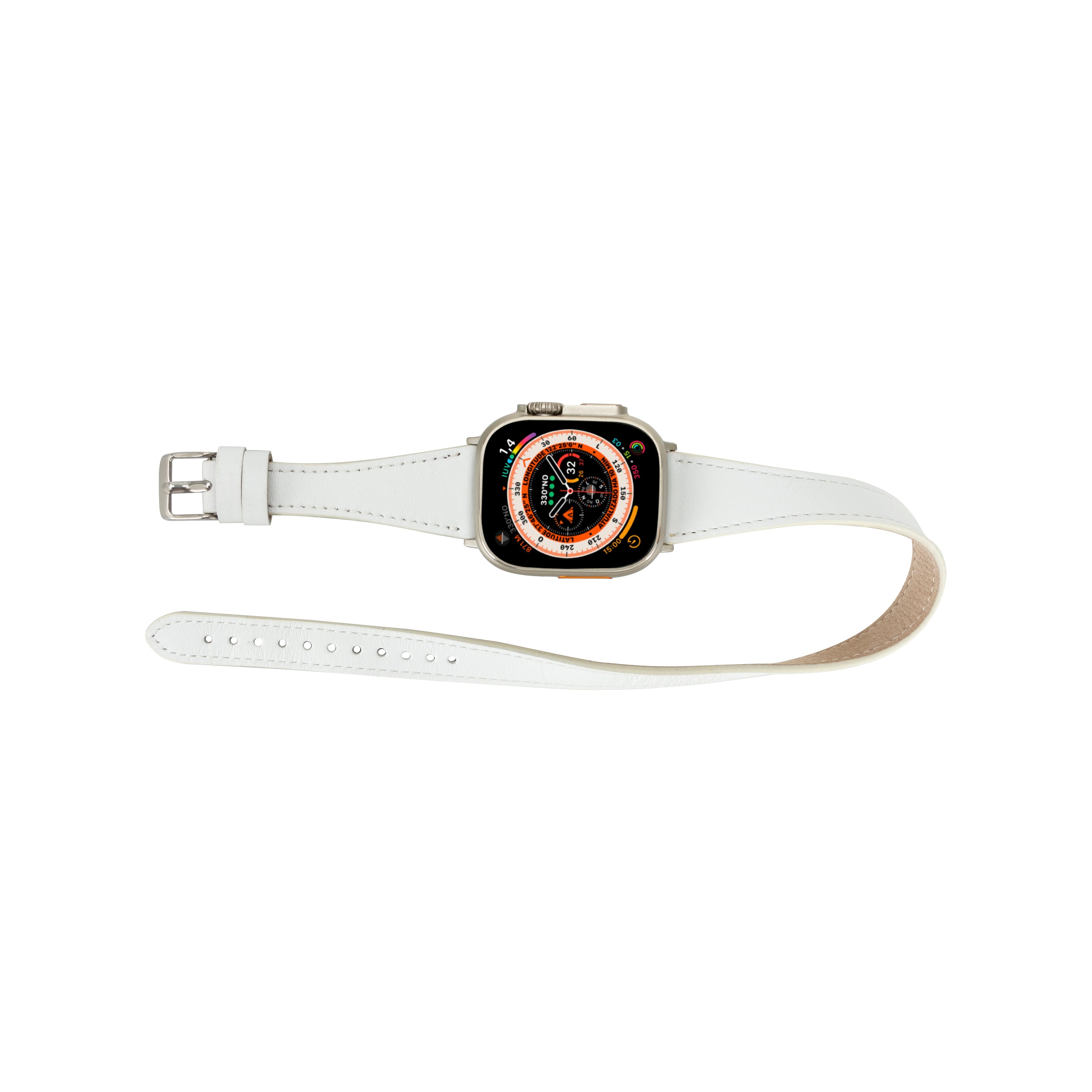 Alpine Slim Double Tour Ivory White Hakiki Deri Apple Watch Kordonu - 44/45/46/49Mm
