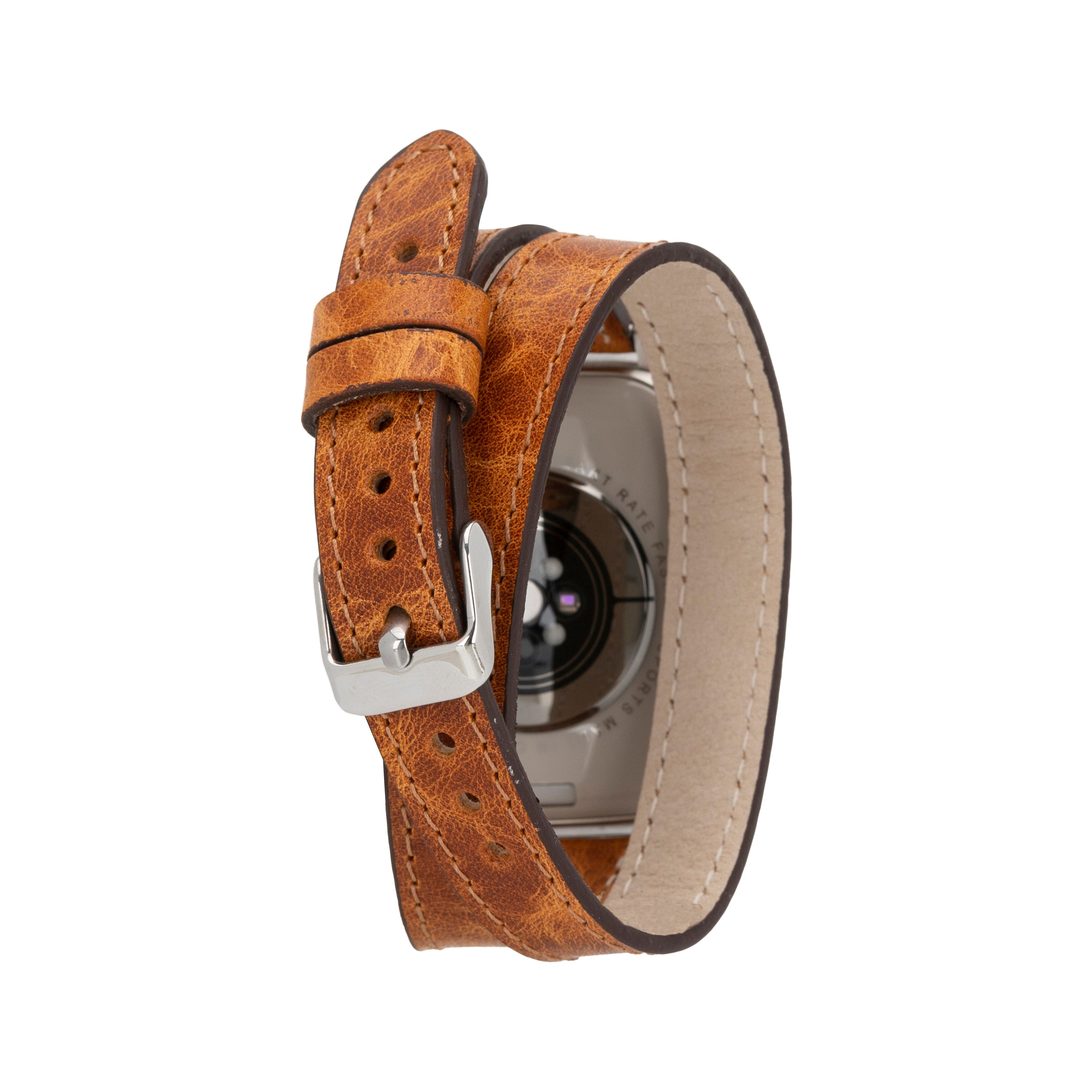 Alpine Slim Double Tour Mocca Brown Hakiki Deri Apple Watch Kordonu - 44/45/46/49Mm