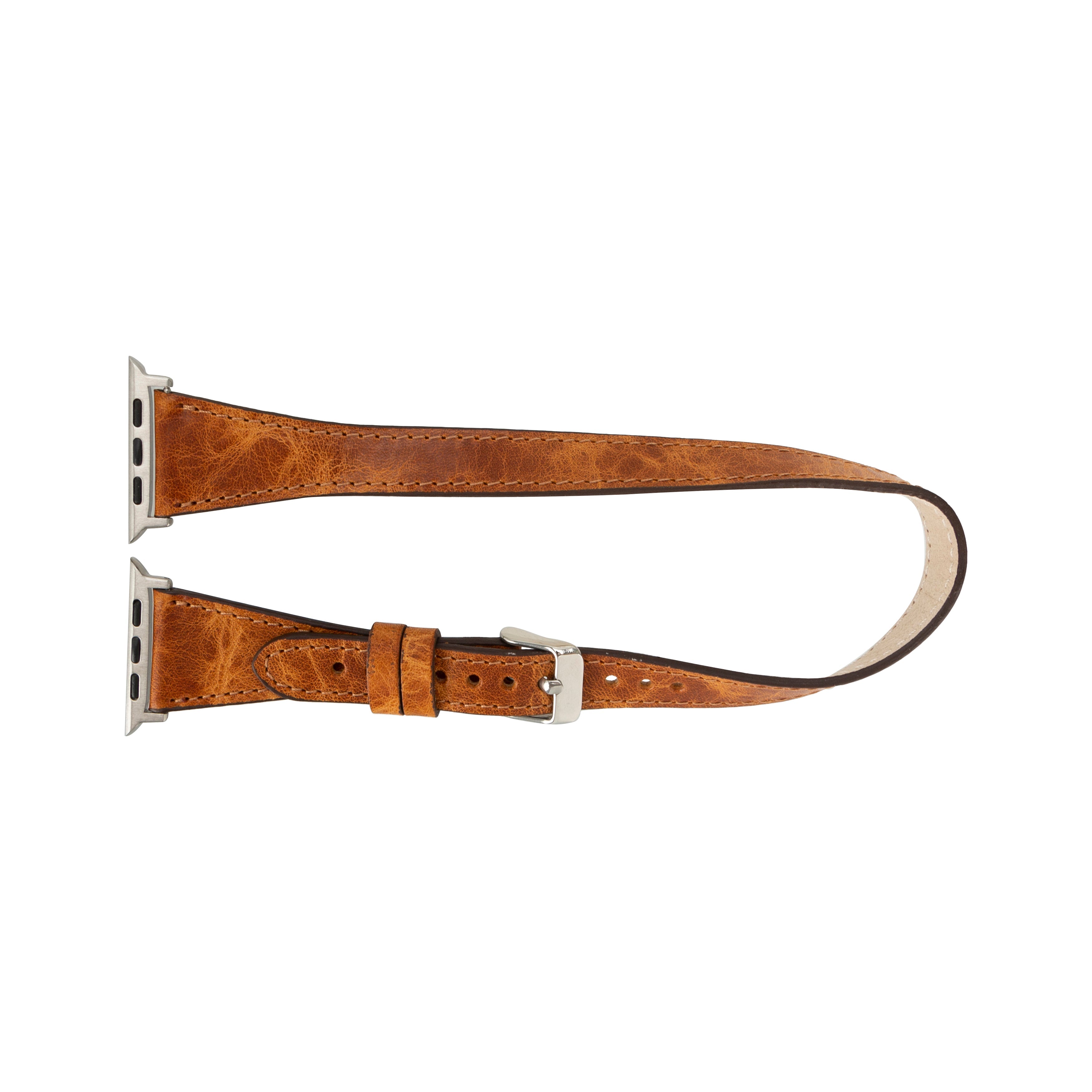 Alpine Slim Double Tour Mocca Brown Hakiki Deri Apple Watch Kordonu - 44/45/46/49Mm