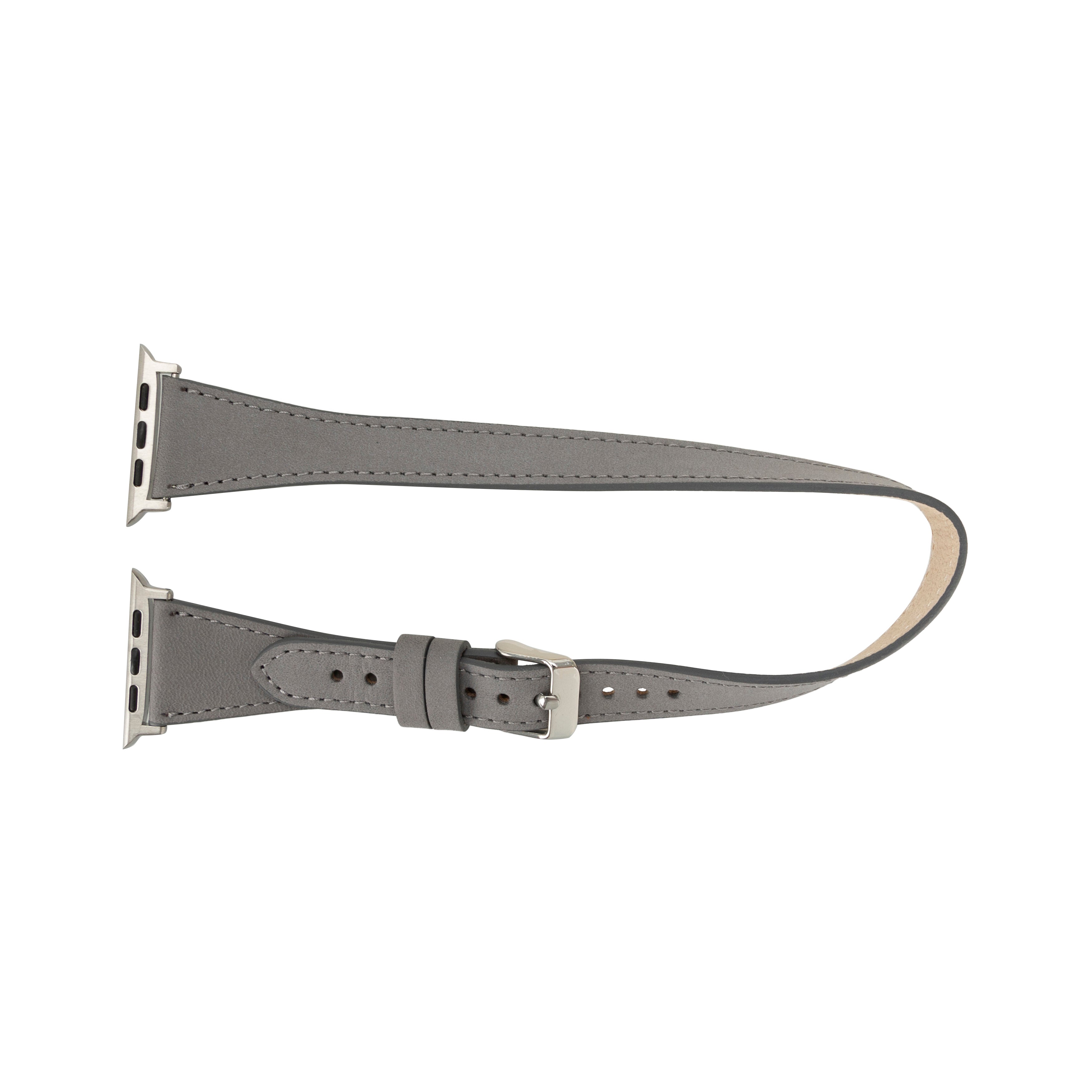 Alpine Slim Double Tour Stone Gray Hakiki Deri Apple Watch Kordonu - 44/45/46/49Mm