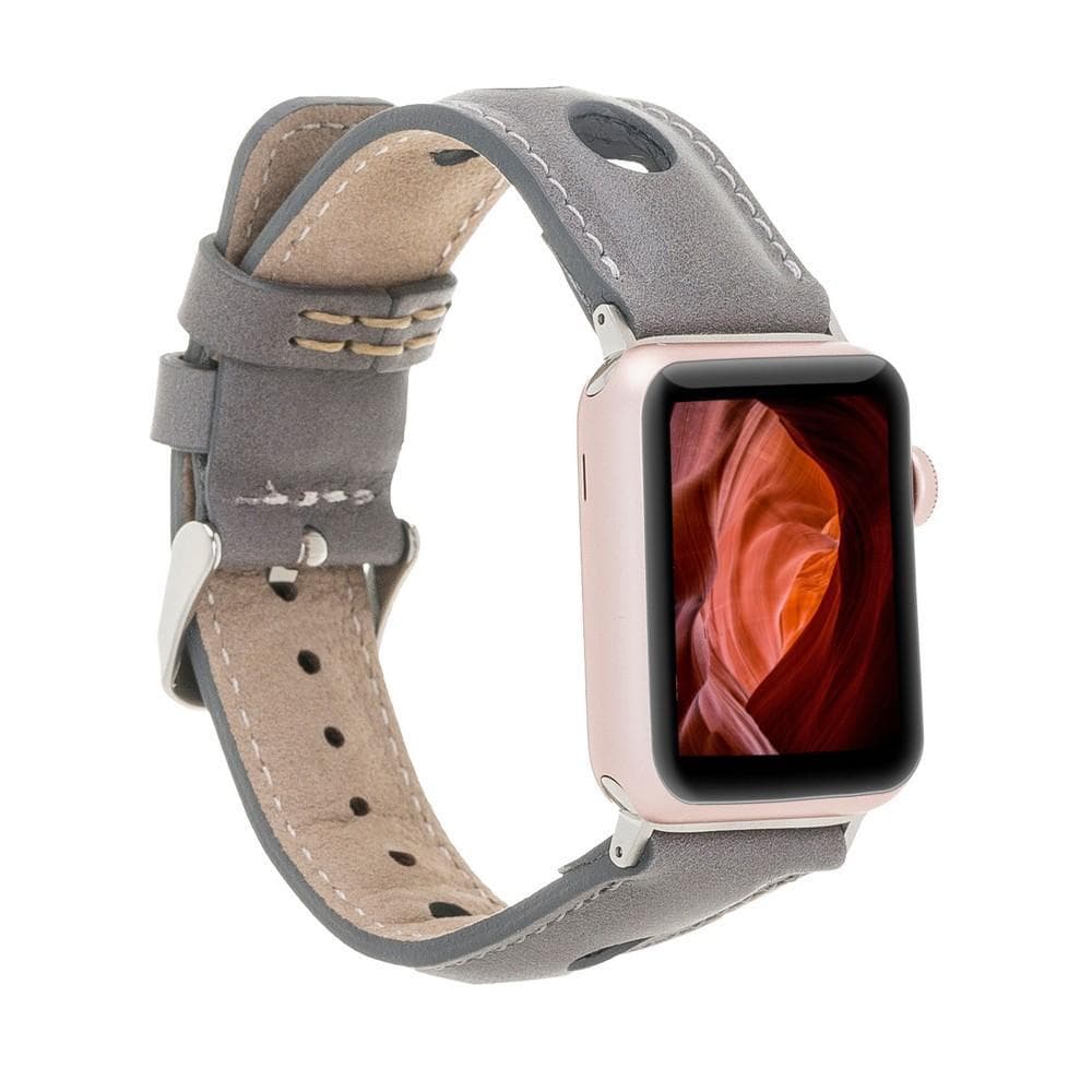 Alpine Stone Gray Hakiki Deri Apple Watch Kordonu - 44/45/46/49Mm