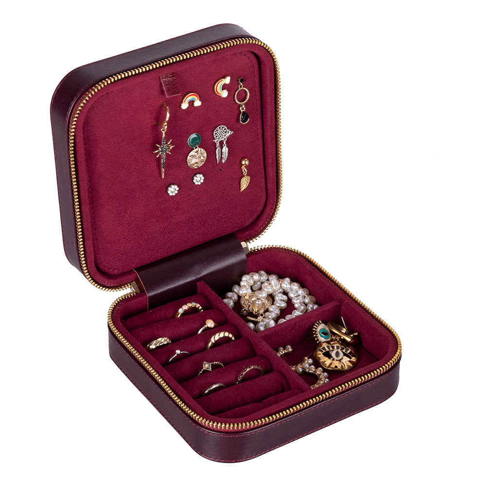 Bloominbag-Amanda Burgundy Bloom Grande Gerçek Deri Takı & Mücevher Kutusu-1-Milagron.com