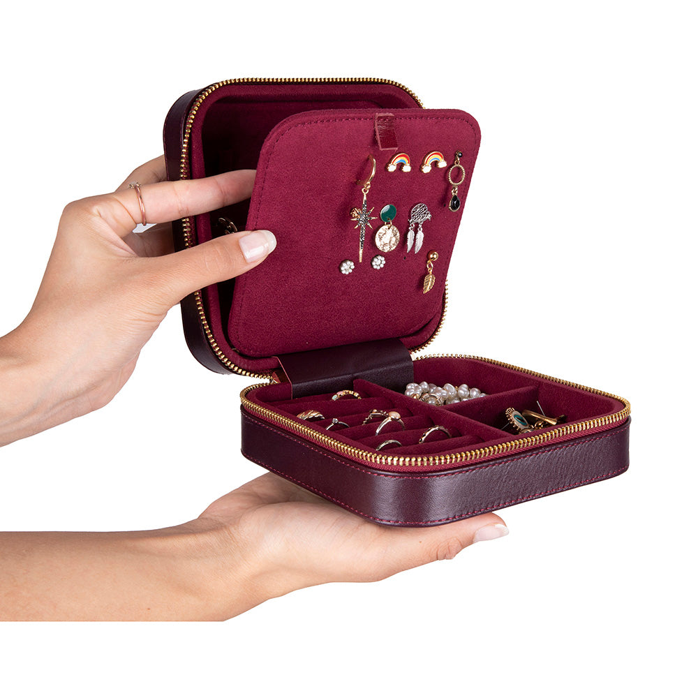 Bloominbag-Amanda Burgundy Bloom Grande Gerçek Deri Takı & Mücevher Kutusu-2-Milagron.com