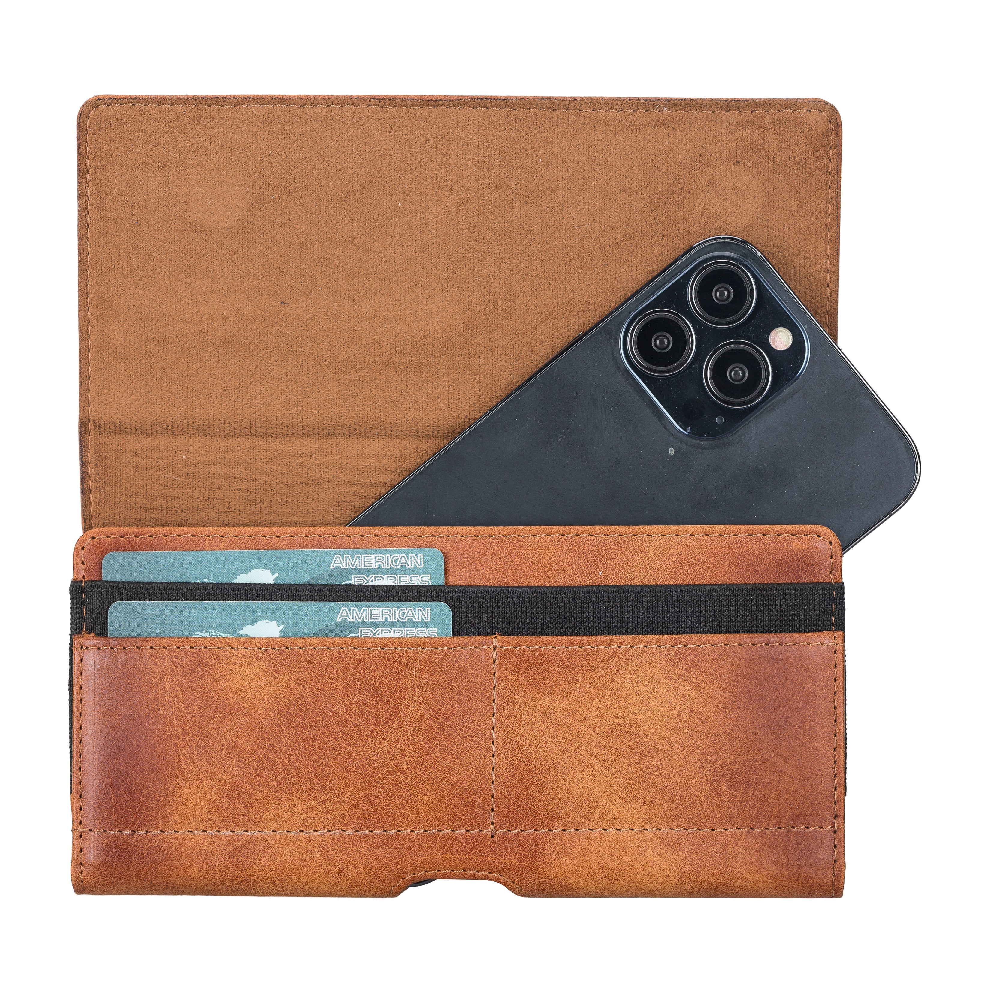 Arc Clip Heritage Tan Leather 6.9" Phone Case