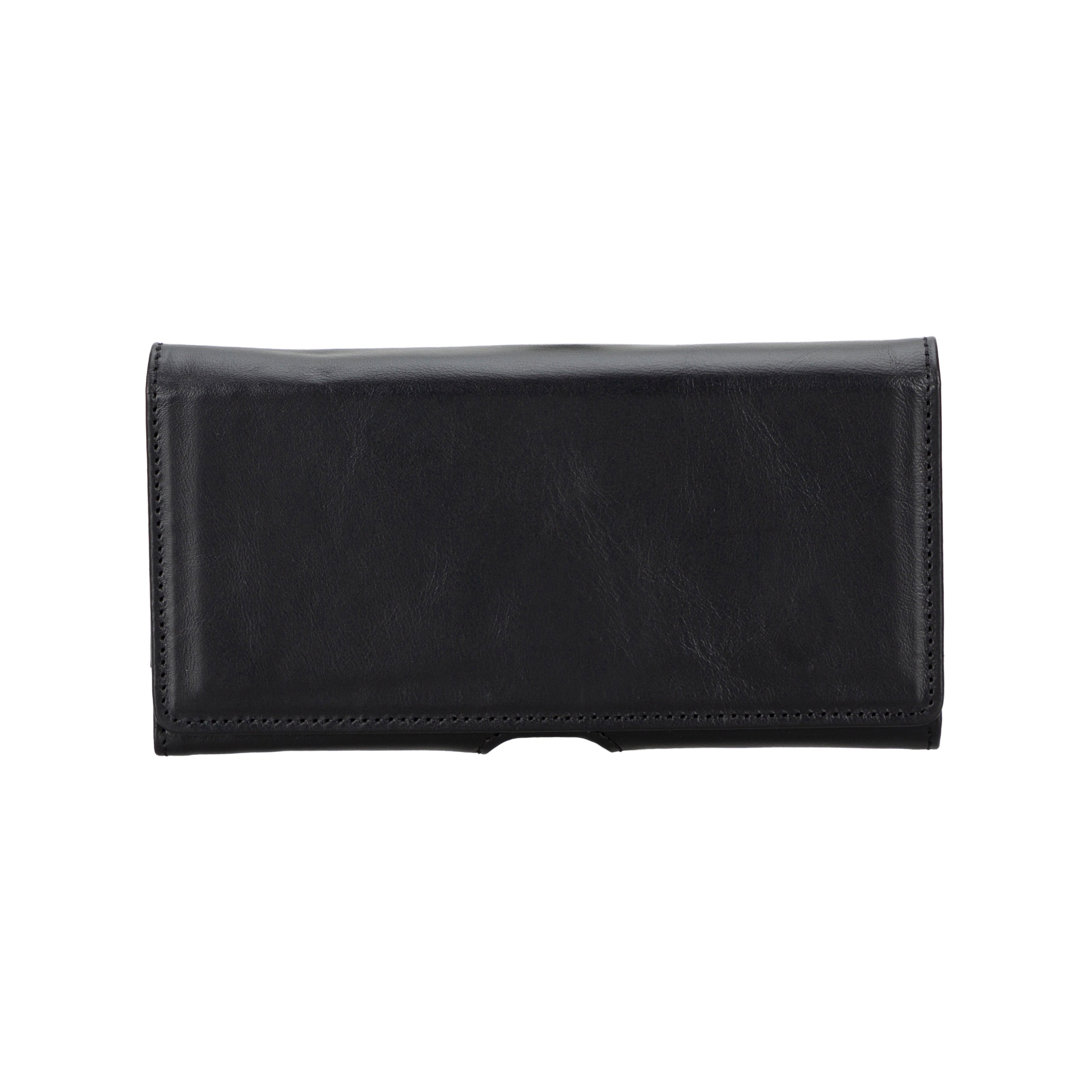 Arc Clip Onyx Black Leather 6.9" Phone Case