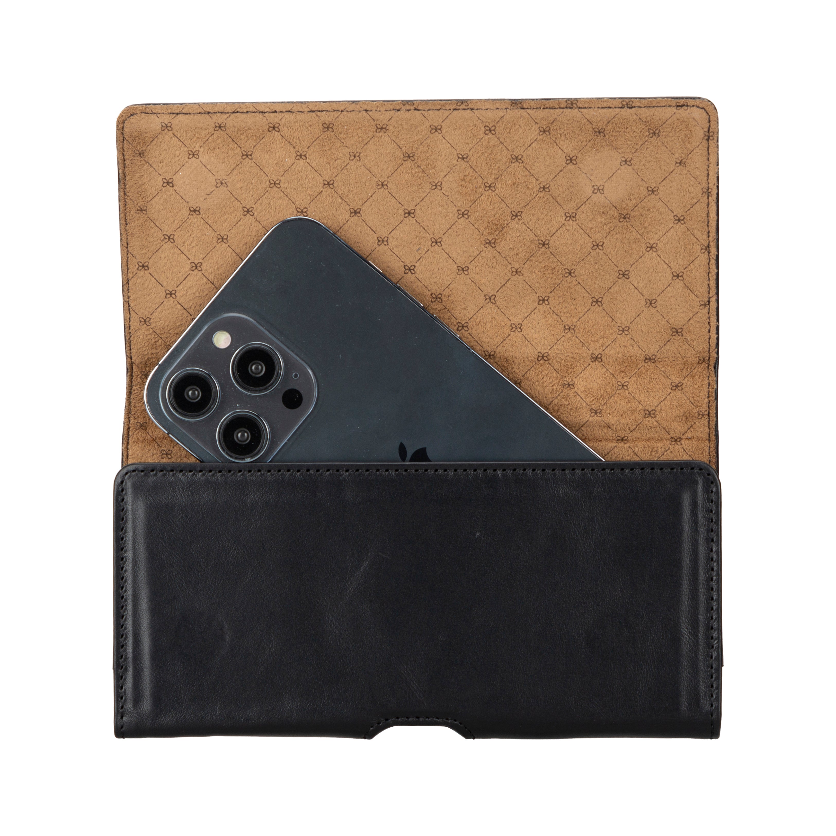 Arc Clip Onyx Black Leather 6.9" Phone Case