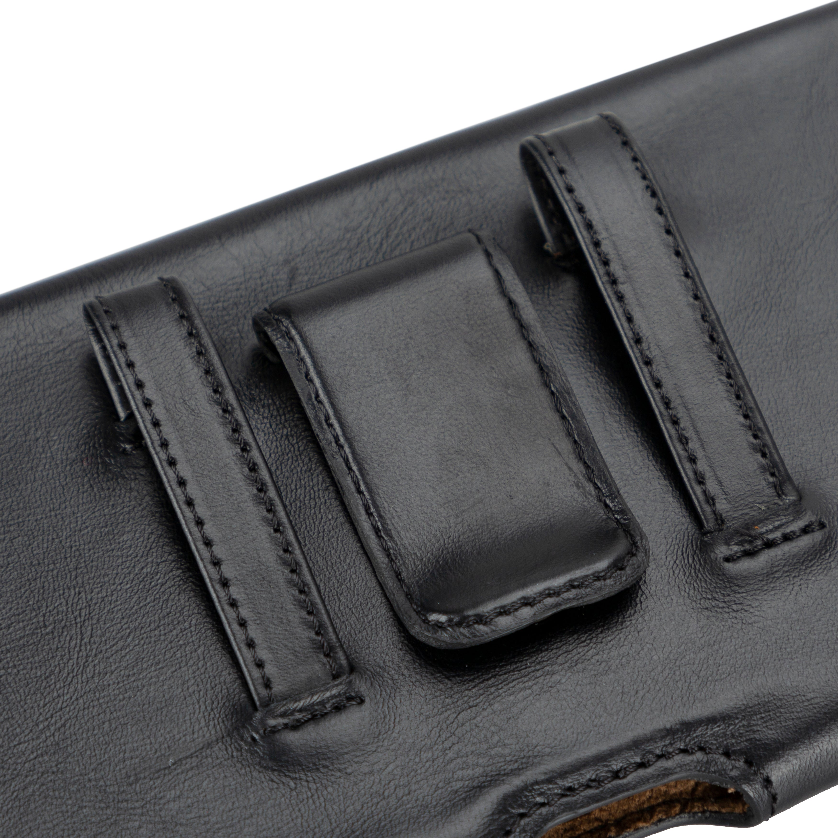 Arc Clip Onyx Black Leather 6.9" Phone Case