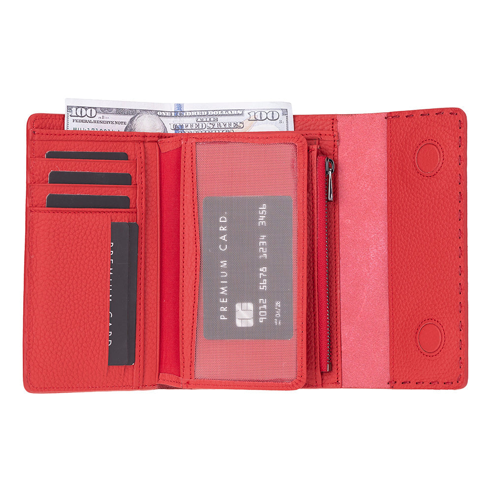 Arc Wallet Crimson Red Hakiki Deri Kartlıklı Manyetik Cüzdan