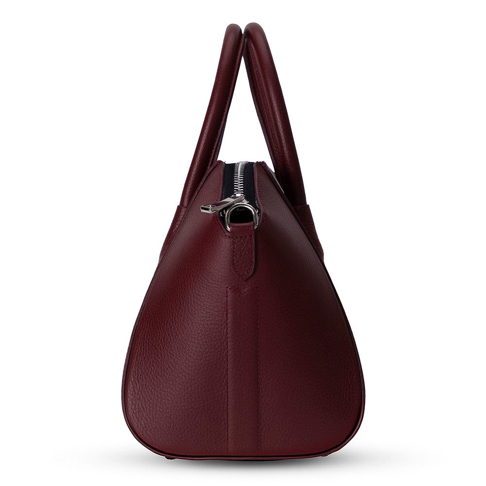 Bloominbag-Aria Bordeaux Velvet Medium Hakiki Deri Kadın El & Omuz çantası-3-Milagron.com