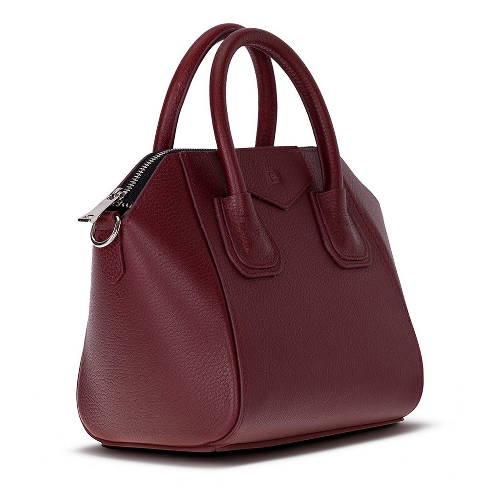 Bloominbag-Aria Bordeaux Velvet Small Hakiki Deri Kadın El & Omuz çantası-2-Milagron.com