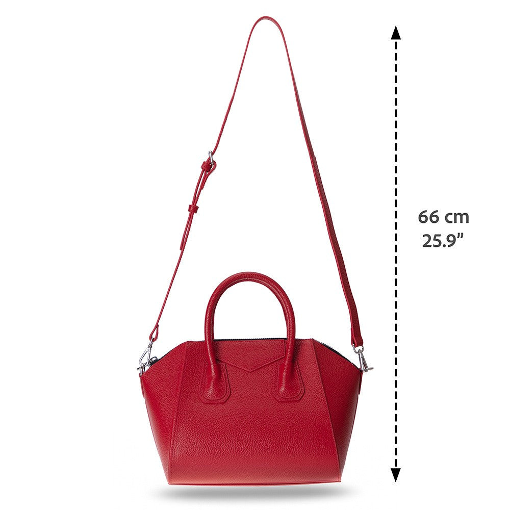 Bloominbag-Aria Crimson Rouge Medium Hakiki Deri Kadın El & Omuz çantası-3-Milagron.com