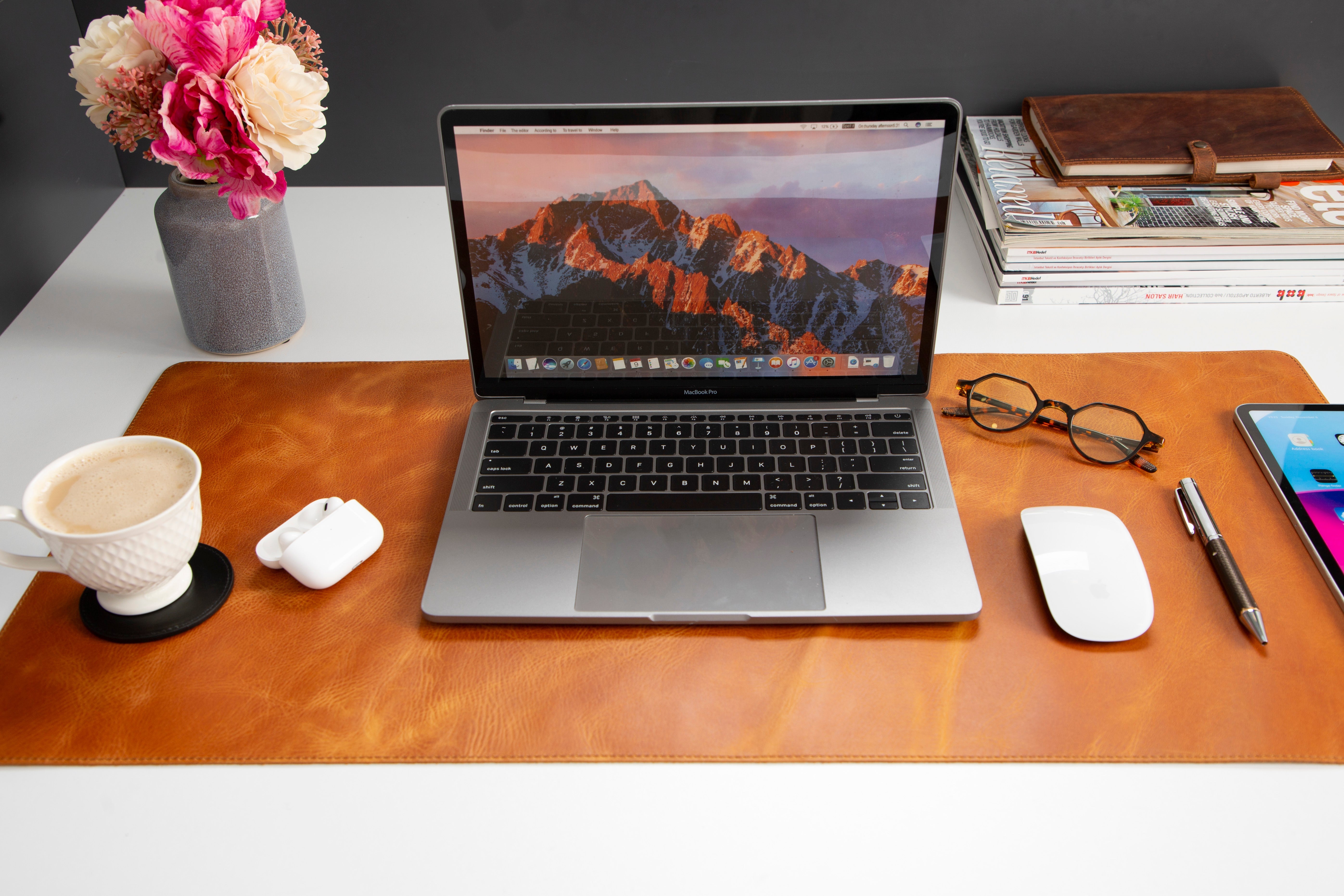 Atelier 91 Dark Mocha Leather Desk Mat Large
