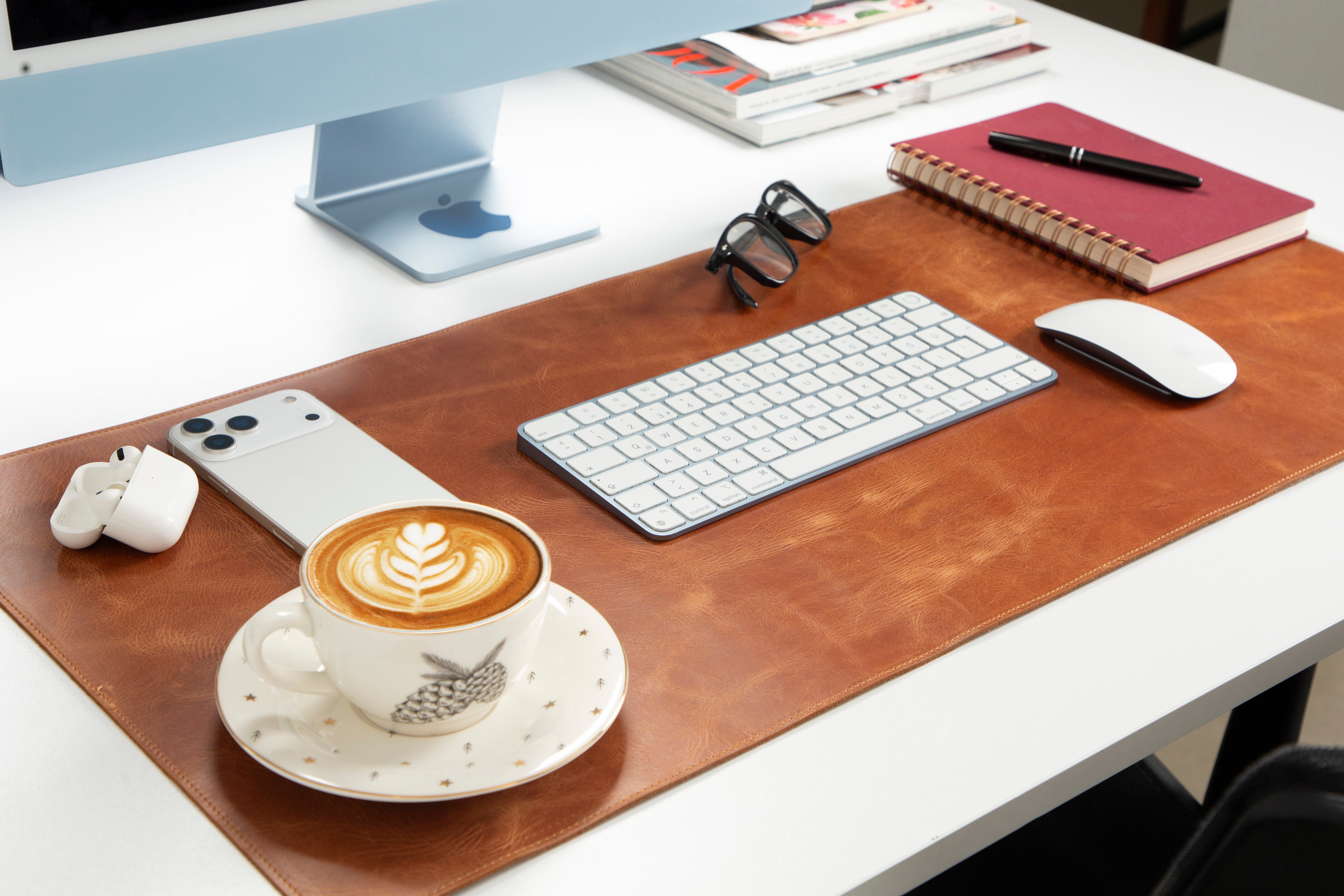Atelier 91 Golden Tan Leather Desk Mat - Medium