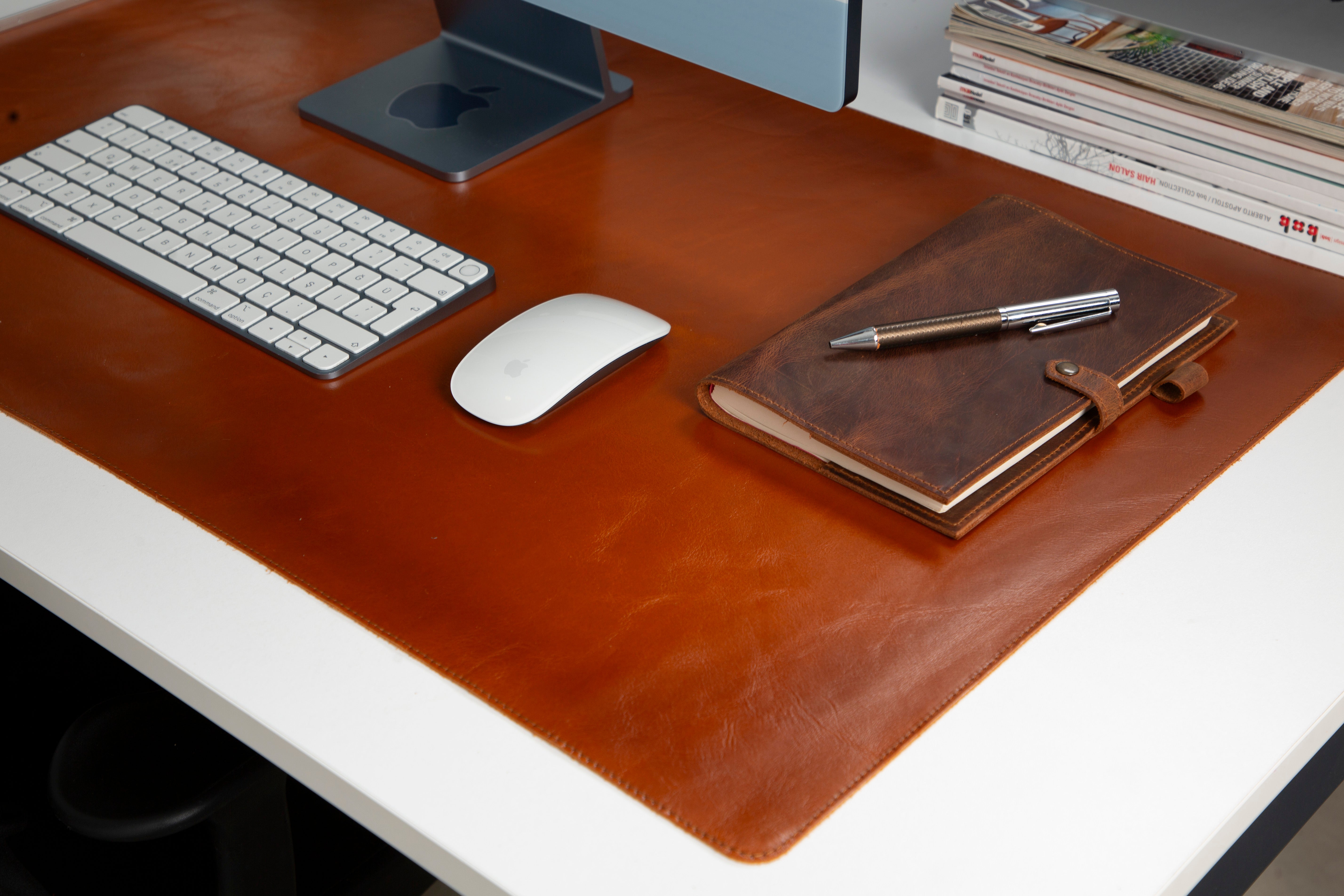 Atelier 91 Sandy Tan Leather Desk Mat - Large