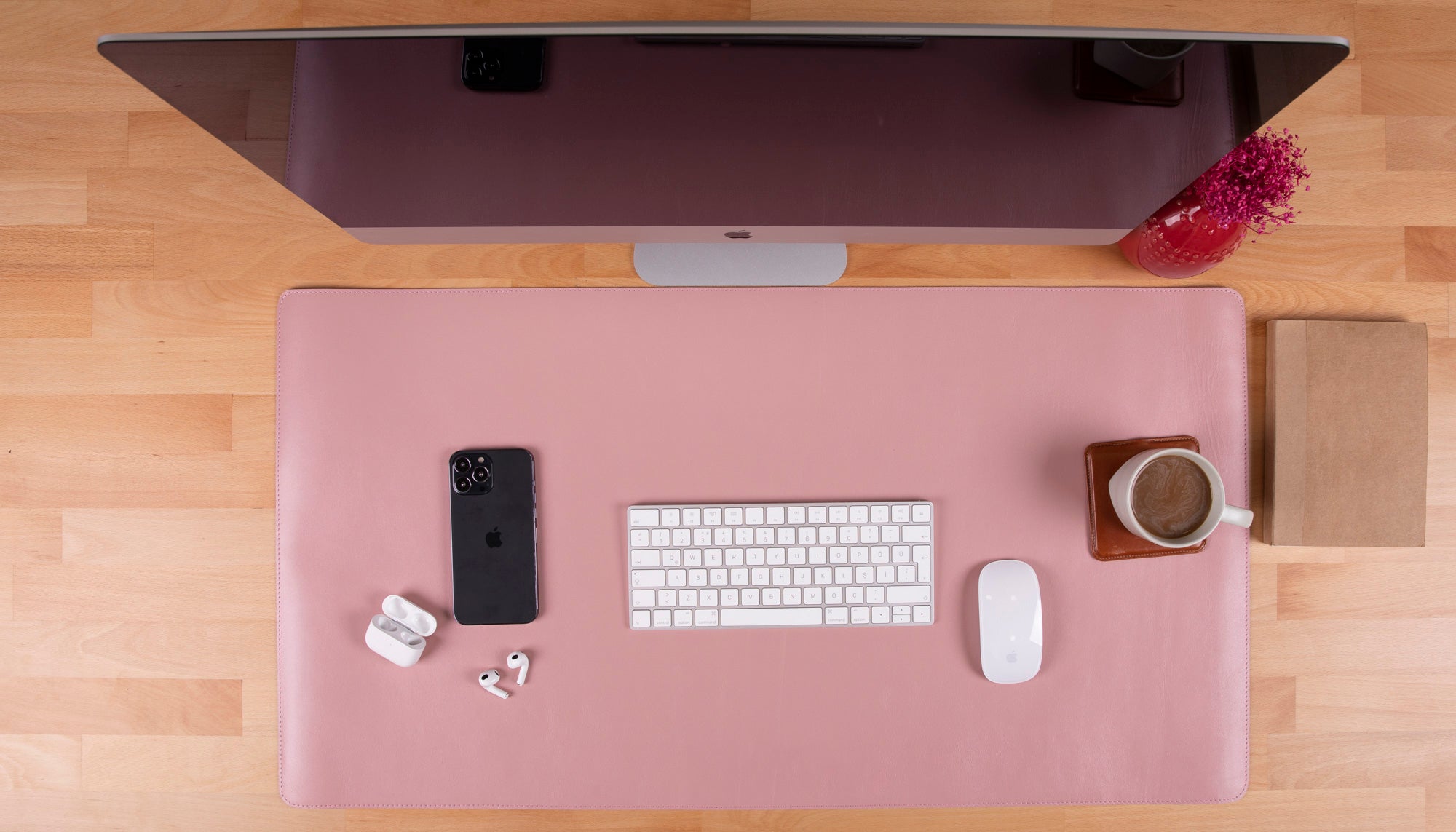 Atelier 91 Soft Blush Leather Desk Mat - Large