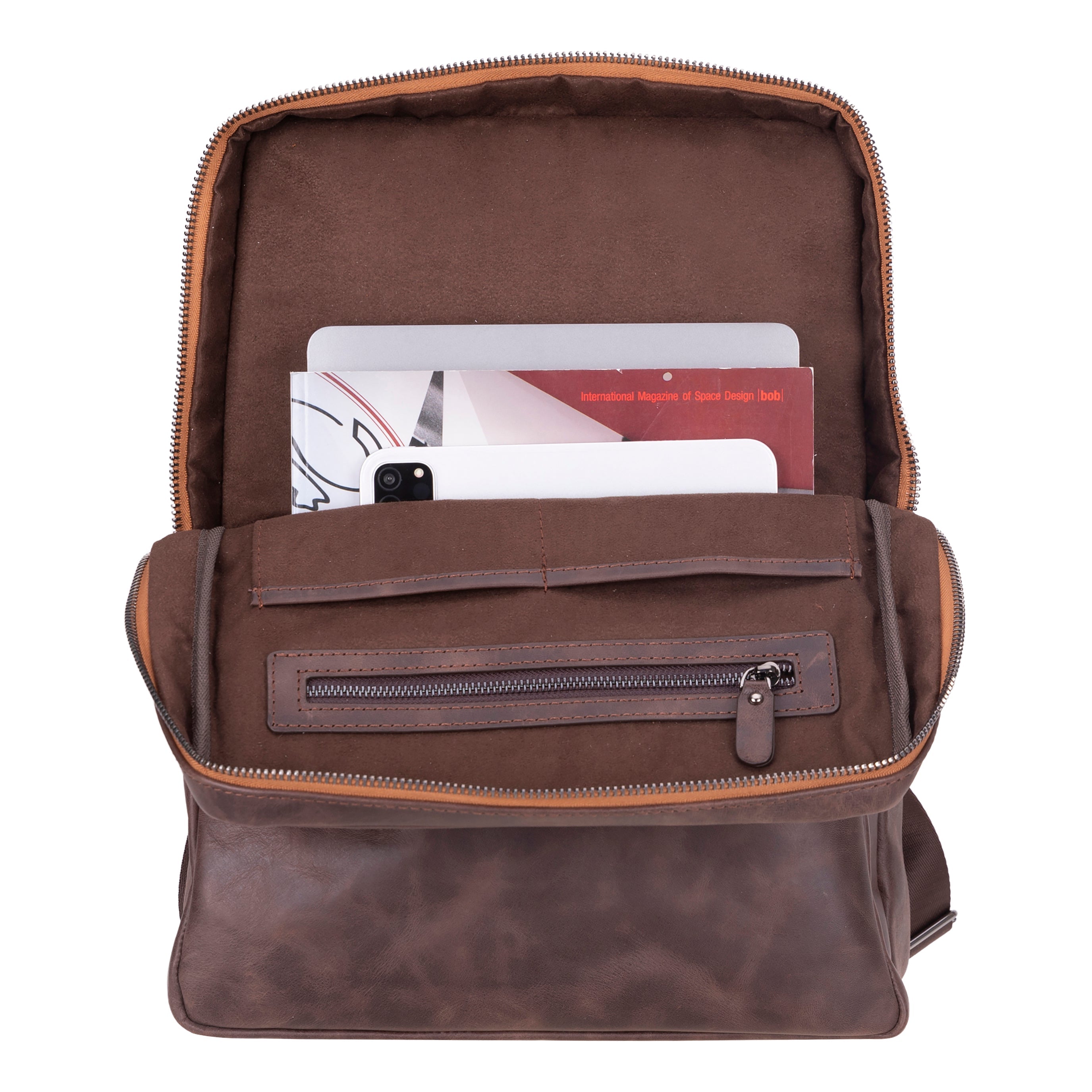 Atelier Espresso Brown Hakiki Deri Laptop Sırt Çantası – 16” Uyumlu