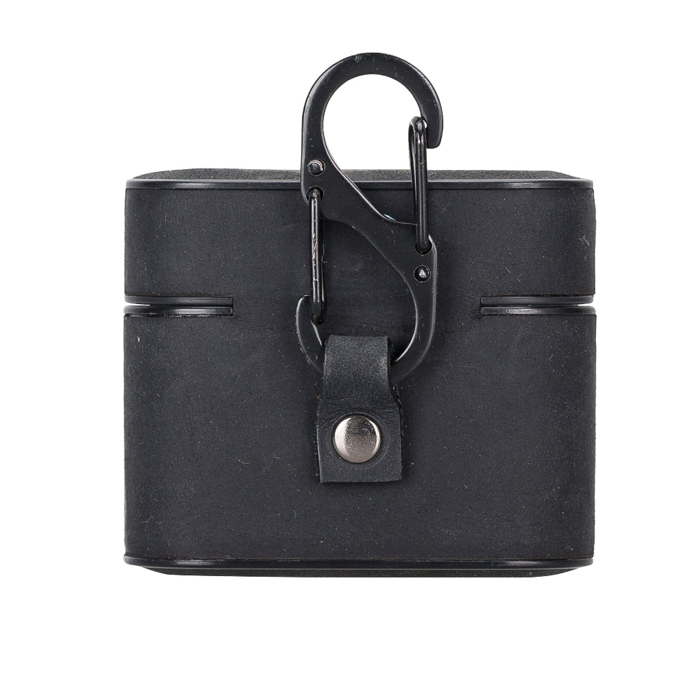 Aurel Clip Coal Black Hakiki Deri Airpods 3 Kılıfı – Airpods 3 Uyumlu Charm Case