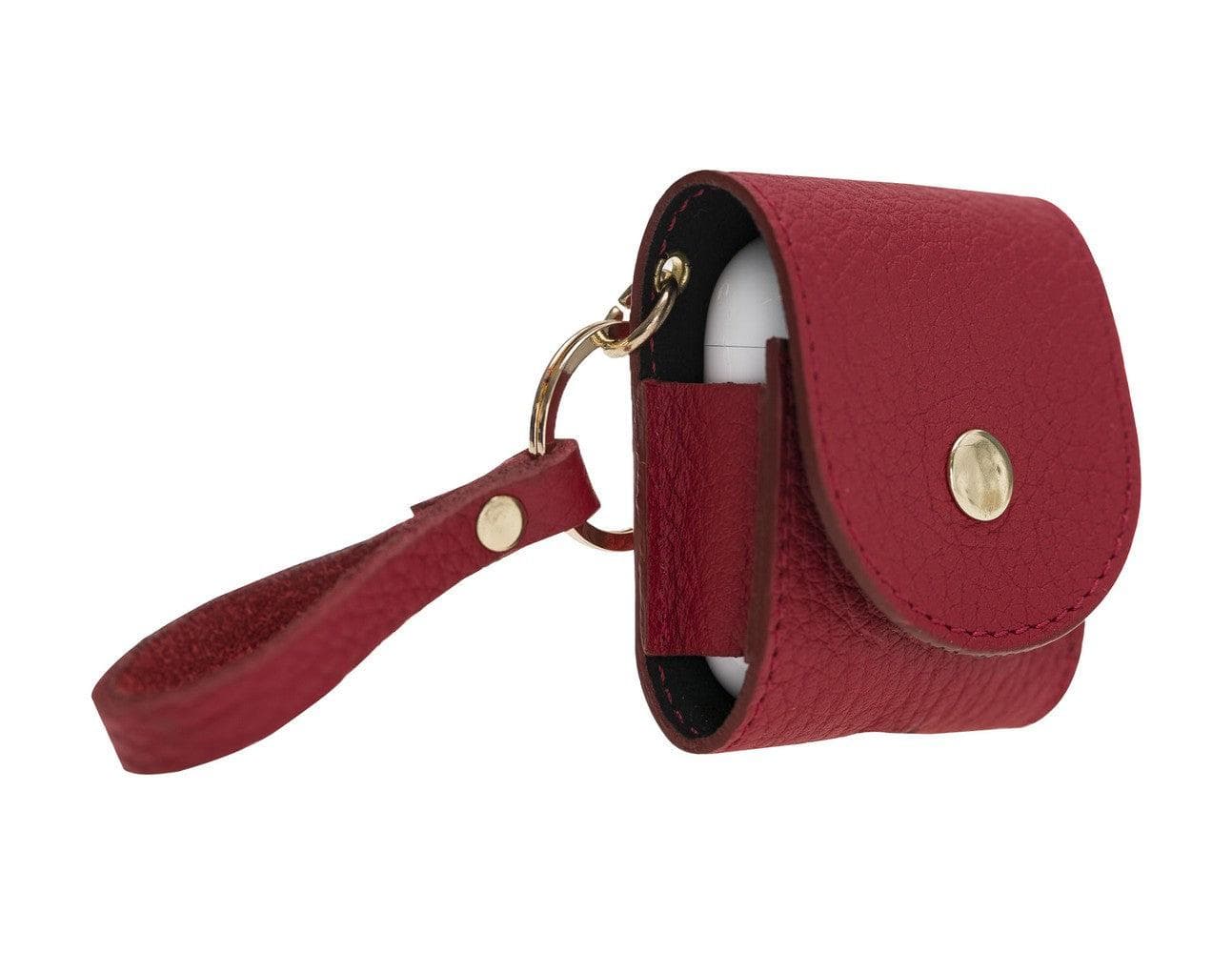 Aurel Crimson Rouge Charm Hakiki Deri Airpods Kılıfı – Airpods 1 & 2 Uyumlu