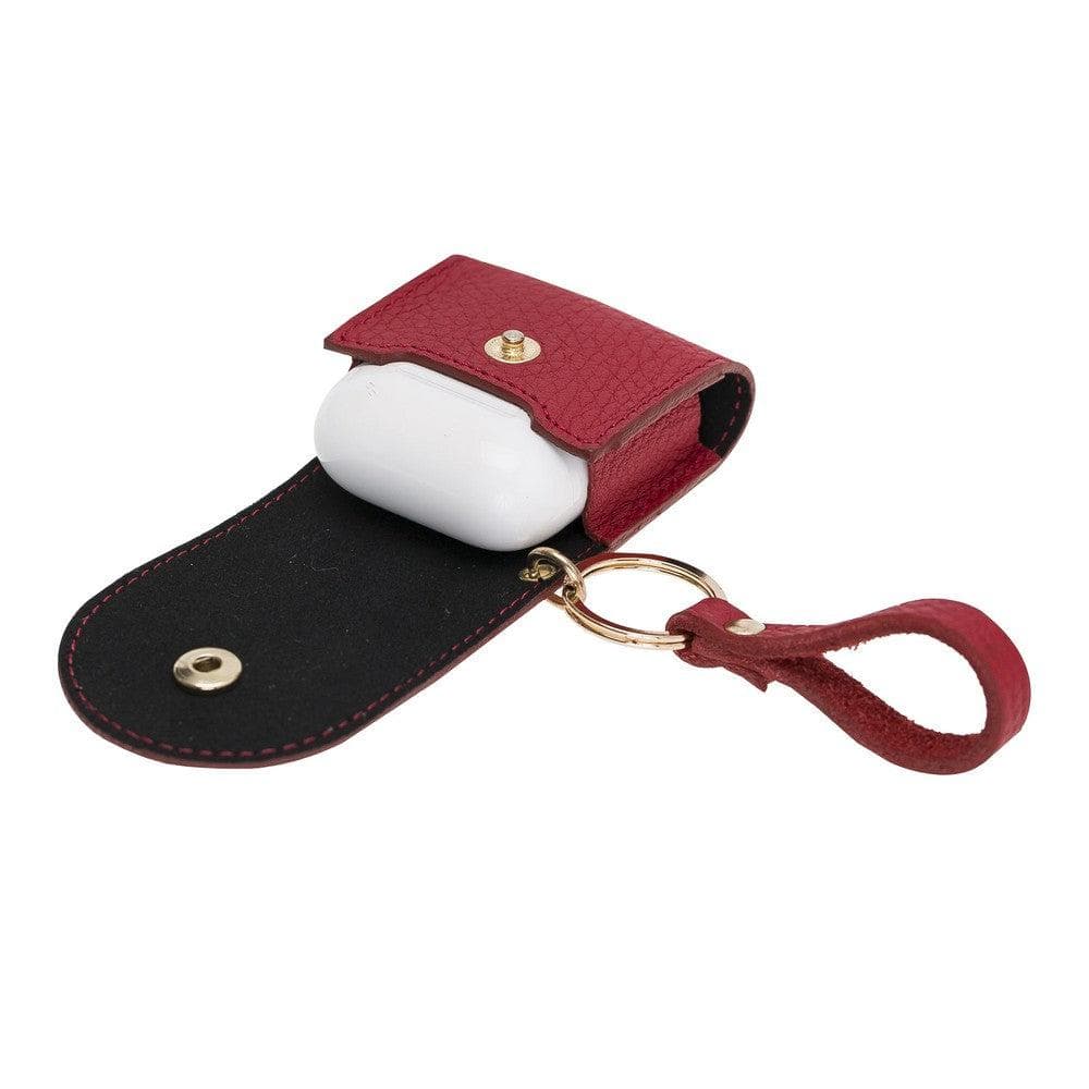 Aurel Crimson Rouge Charm Hakiki Deri Airpods Kılıfı – Airpods 1 & 2 Uyumlu