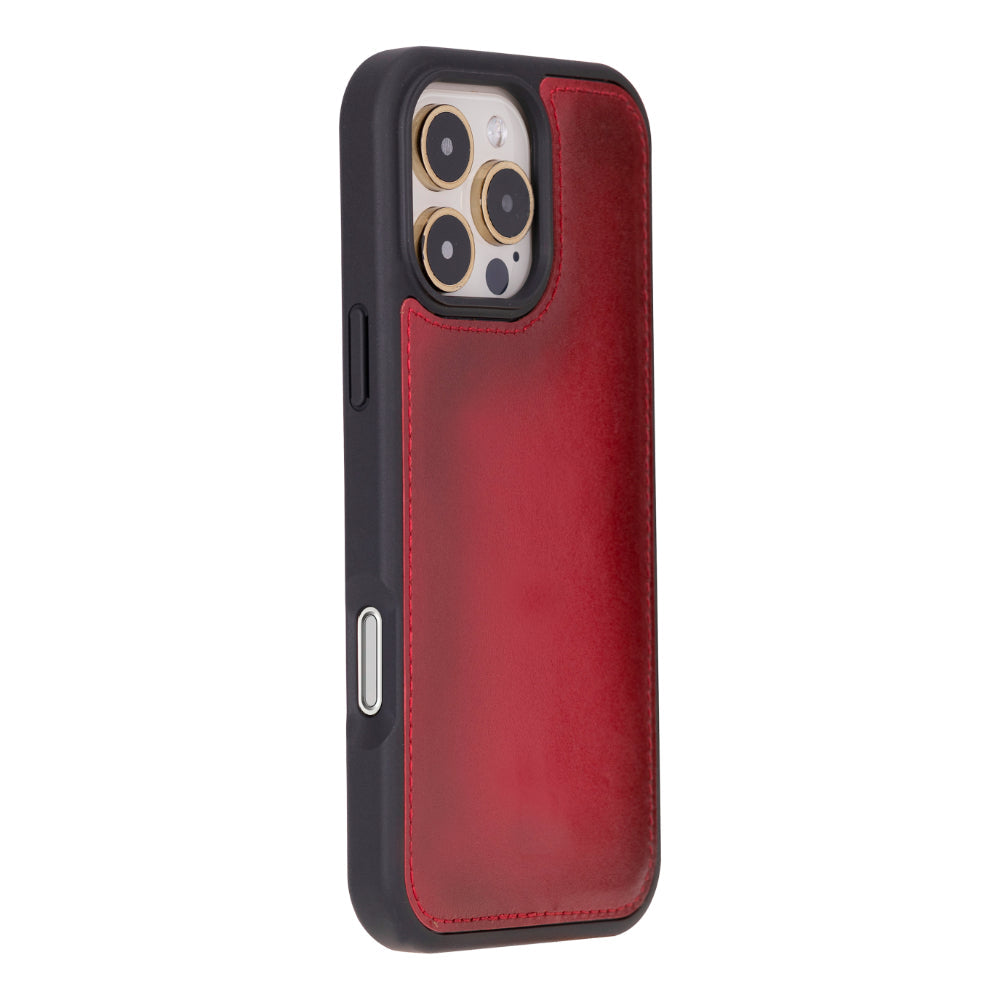 Aurel Magna Crimson Rouge Deri Iphone 16 Pro (6.3") Wallet Case – Rfid Korumalı & Magsafe Uyumlu