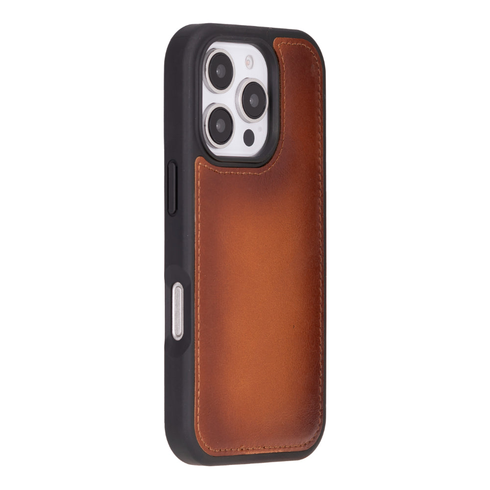 Aurel Magna Golden Tan Deri Iphone 16 Pro (6.3") Wallet Case – Rfid Korumalı & Magsafe Uyumlu