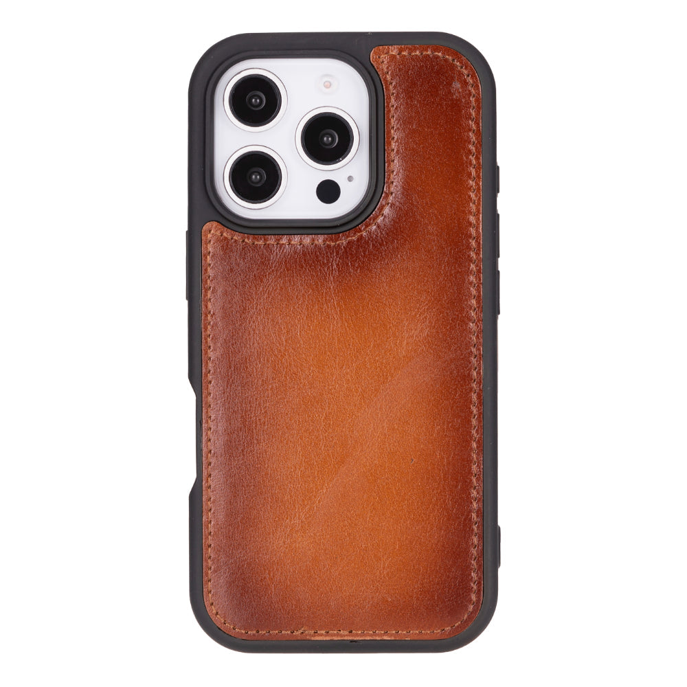 Aurel Magna Golden Tan Deri Iphone 16 Pro (6.3") Wallet Case – Rfid Korumalı & Magsafe Uyumlu