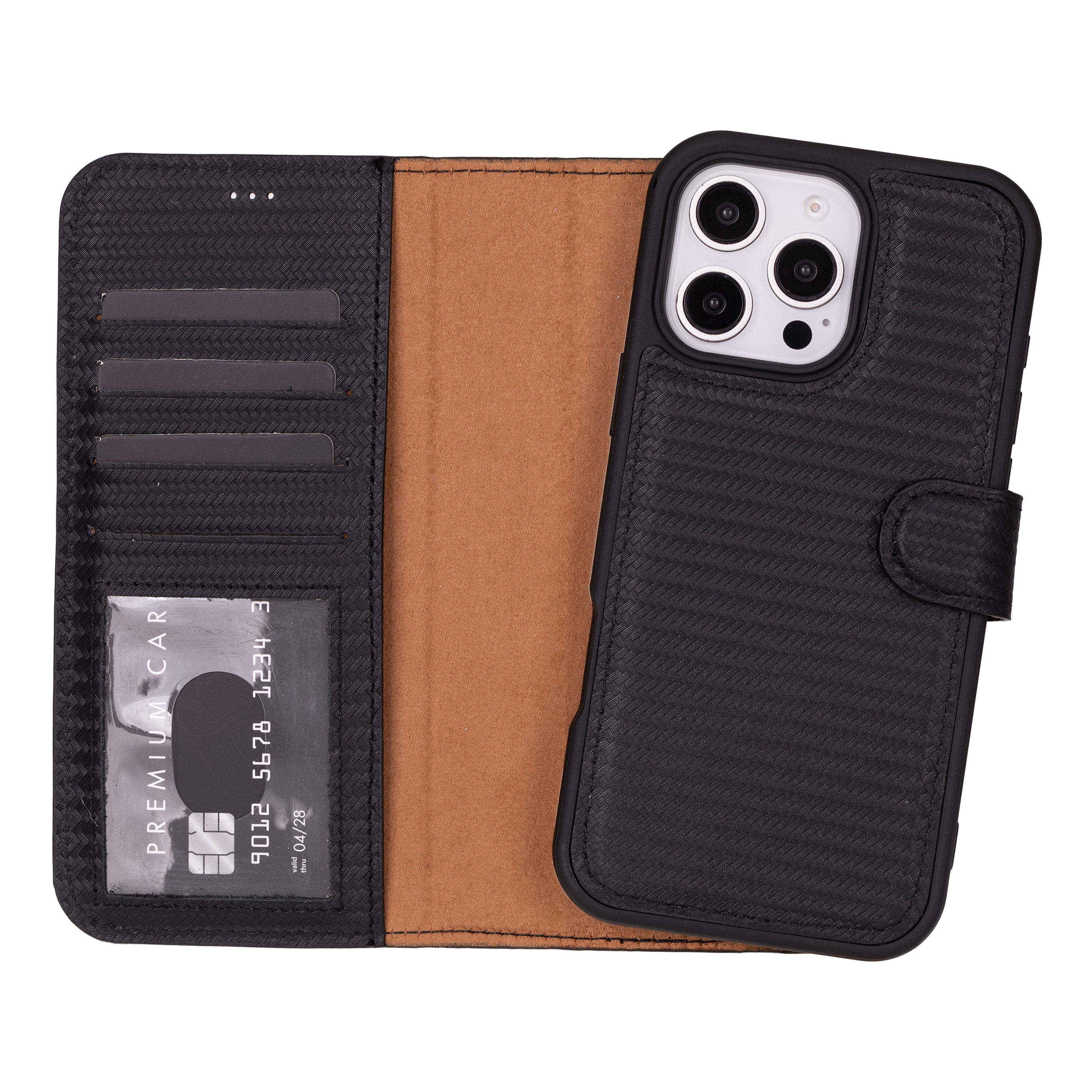 Aurel Magna Graphene Black Deri Iphone 16 Pro (6.3") Wallet Case – Rfid Korumalı & Magsafe Uyumlu