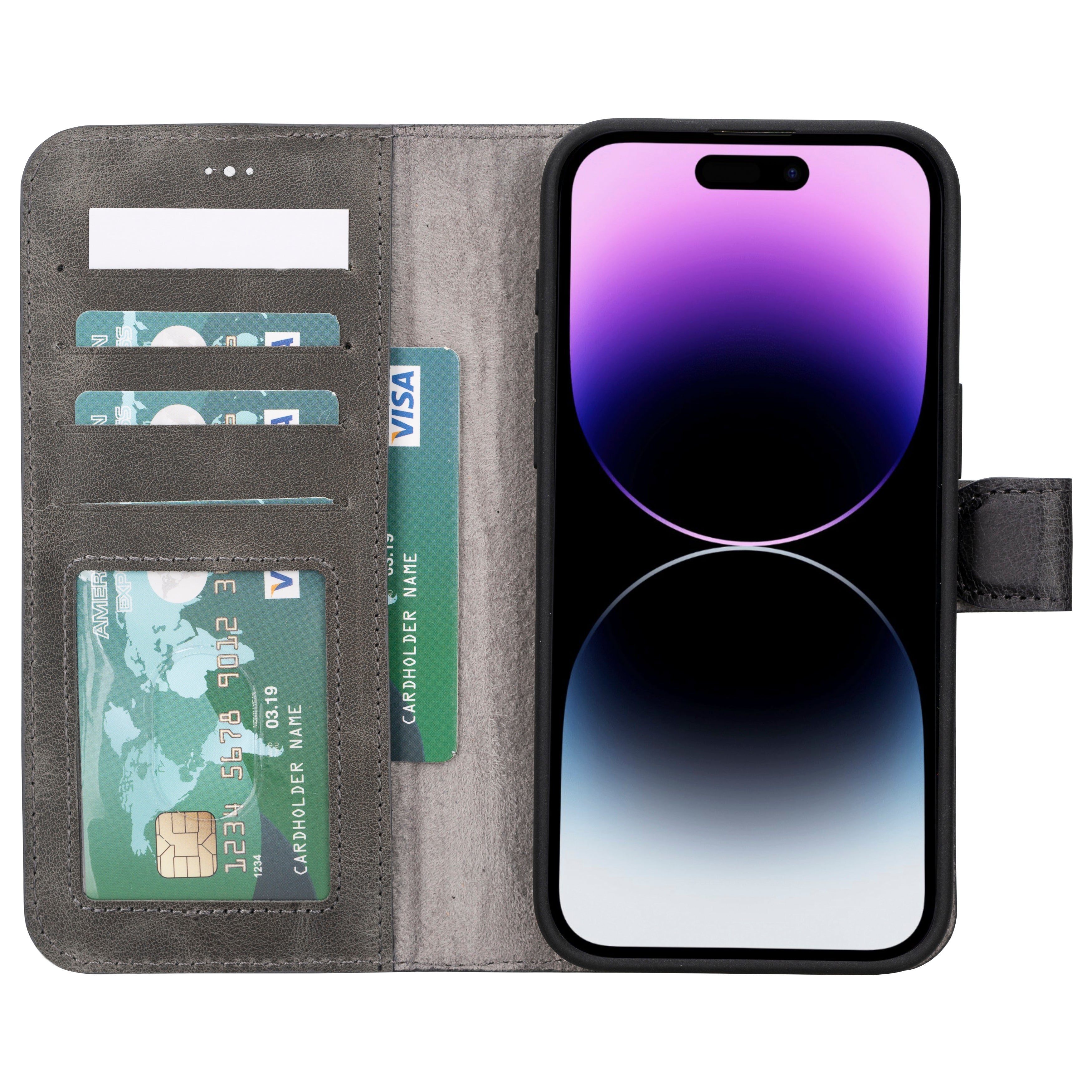 Aurel Magna Sandy Stone Deri Iphone 16 Pro (6.3") Wallet Case – Rfid Korumalı & Magsafe Uyumlu
