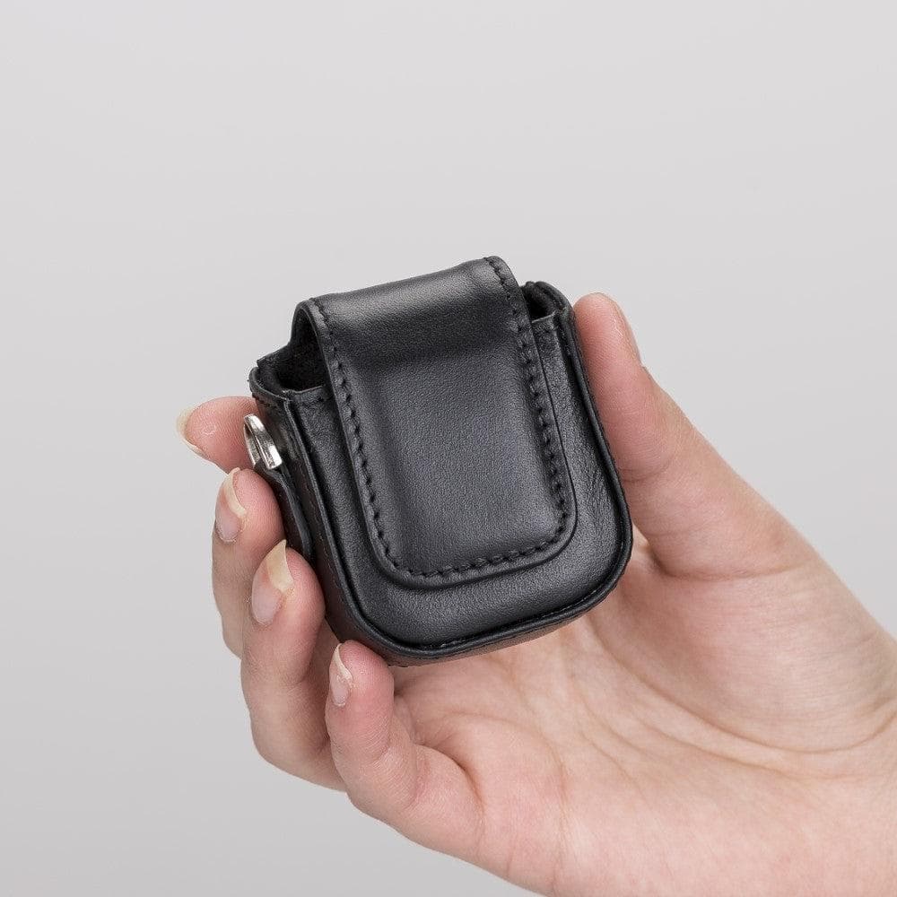 Aurel Onyx Black Charm Hakiki Deri Airpods Kılıfı – Airpods 1 & 2 Uyumlu
